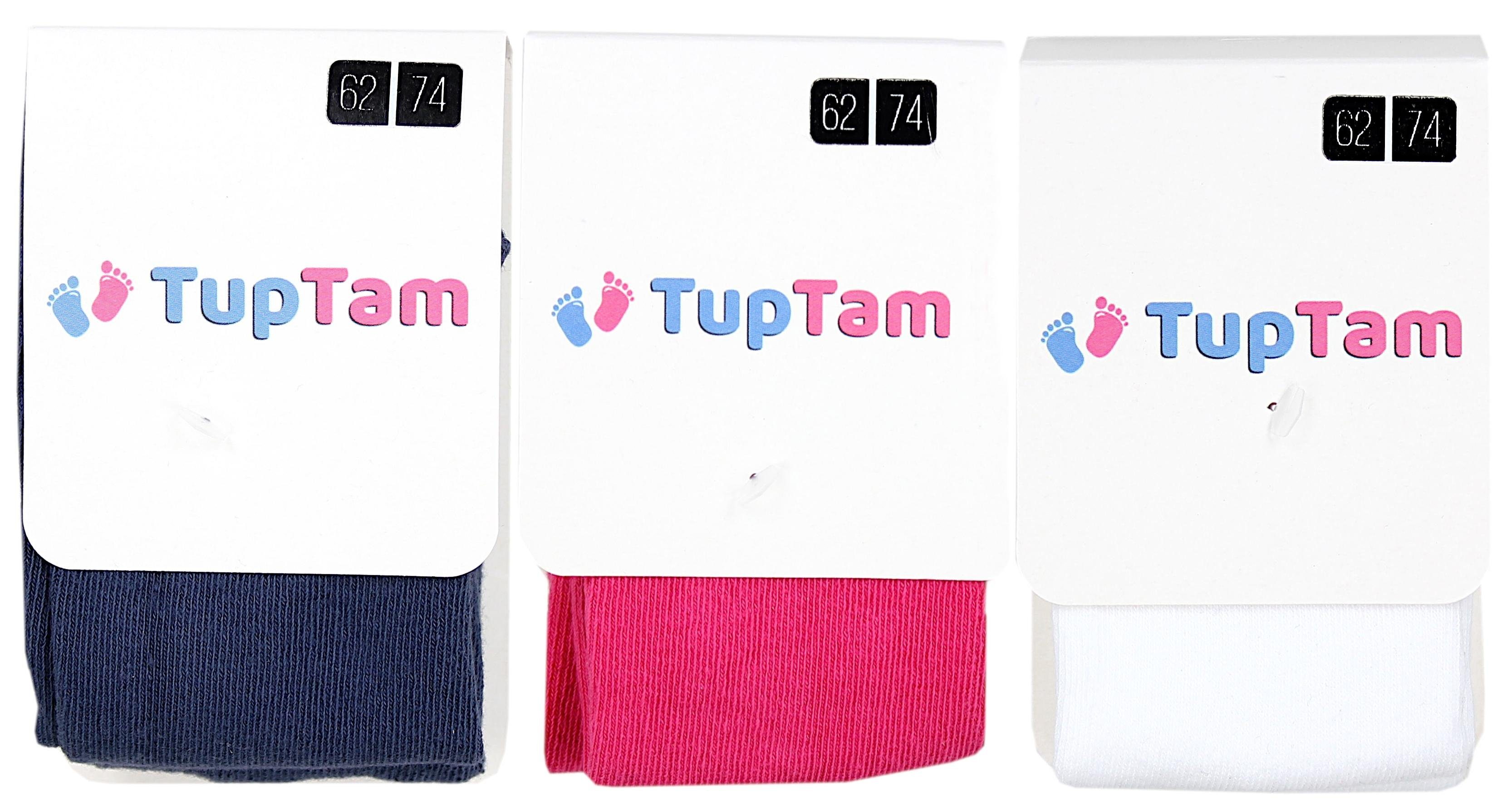 TupTam Strumpfhose Pack Pack 3er Dunkelblau St) 3er Blickdicht Pink TupTam Baby Weiß (1 Mädchen Strumpfhose