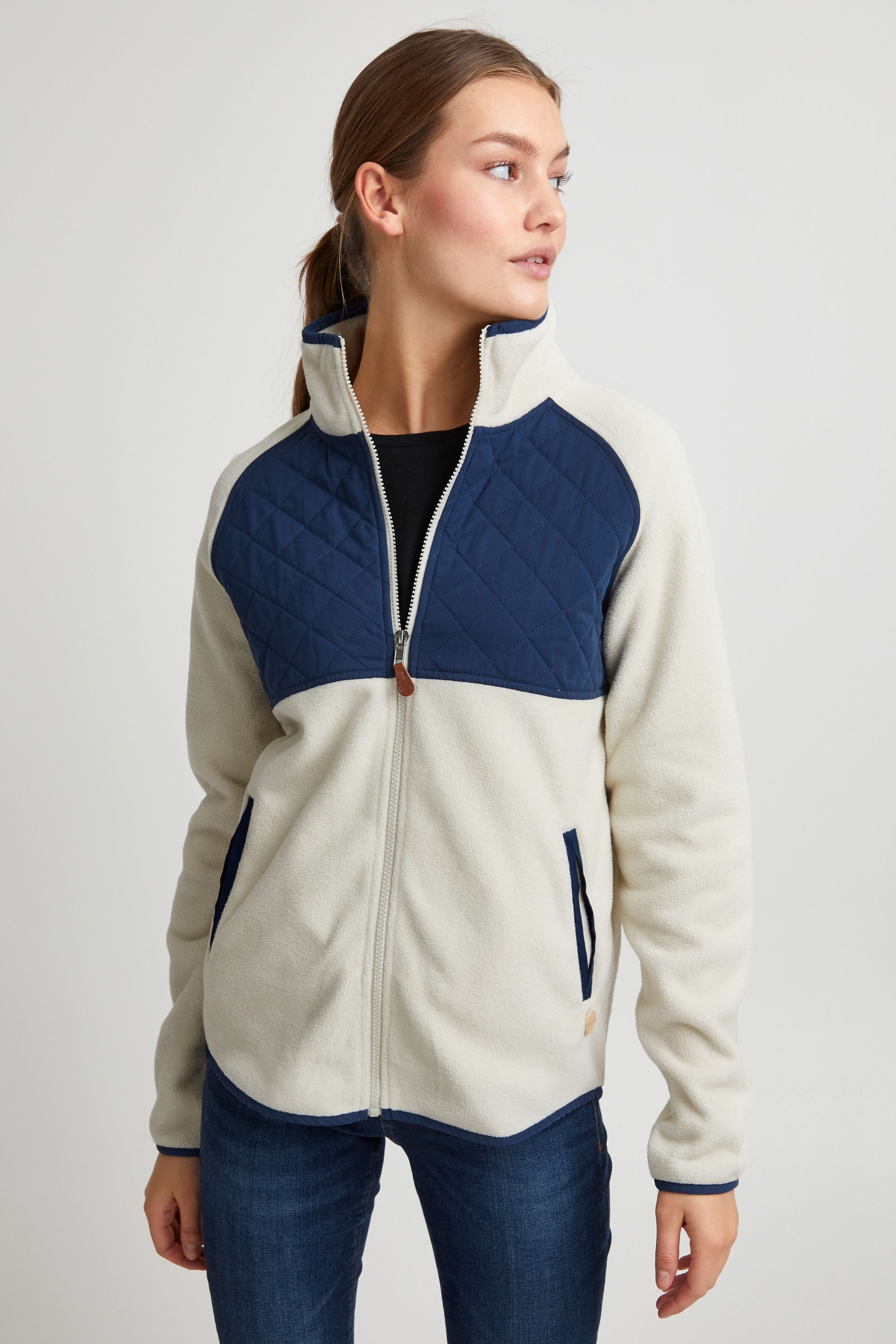 OXMO Kapuzensweatjacke OXMalin Fleece Übergangsjacke mit Steppmuster