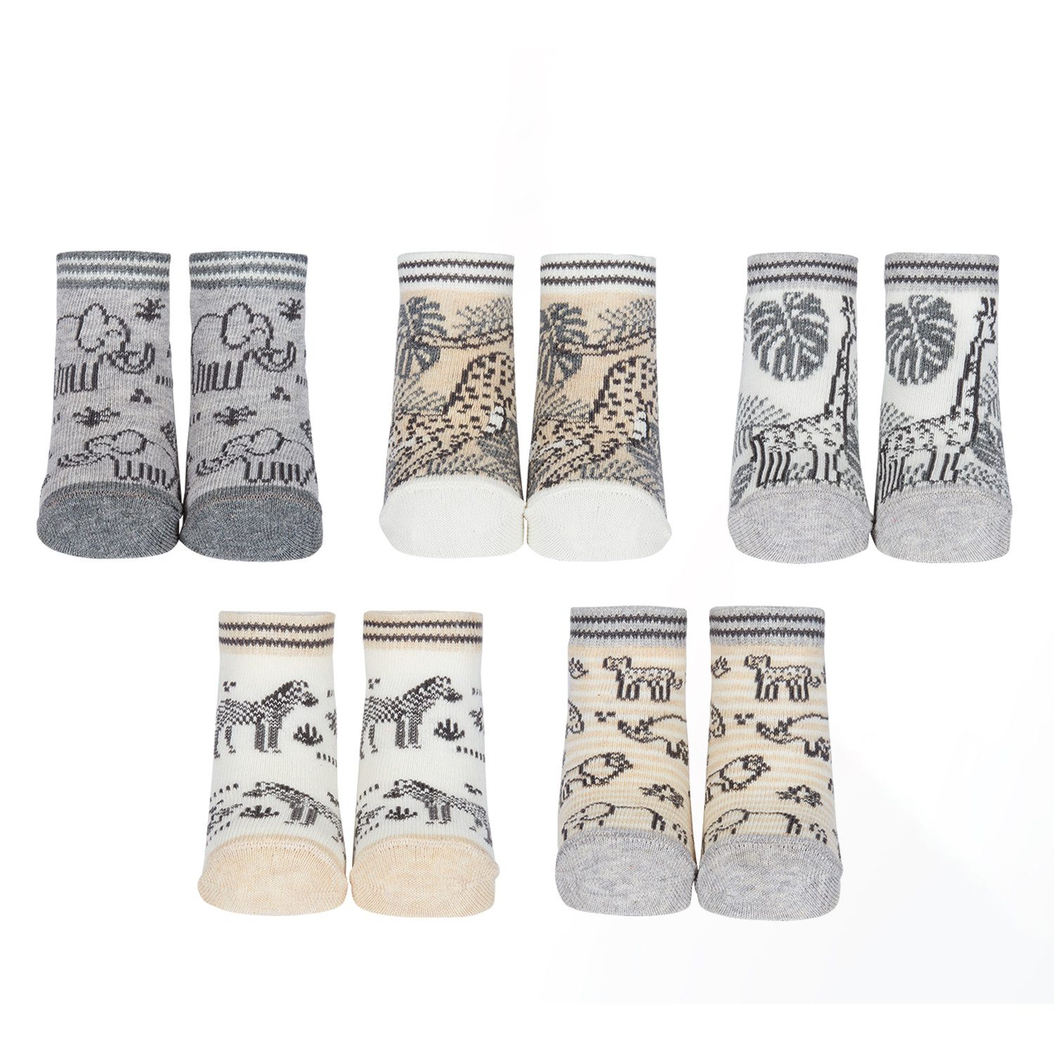 Cucamelon Freizeitsocken A to Zebra Safari Cucamelon Socken für Babys im 5er Set