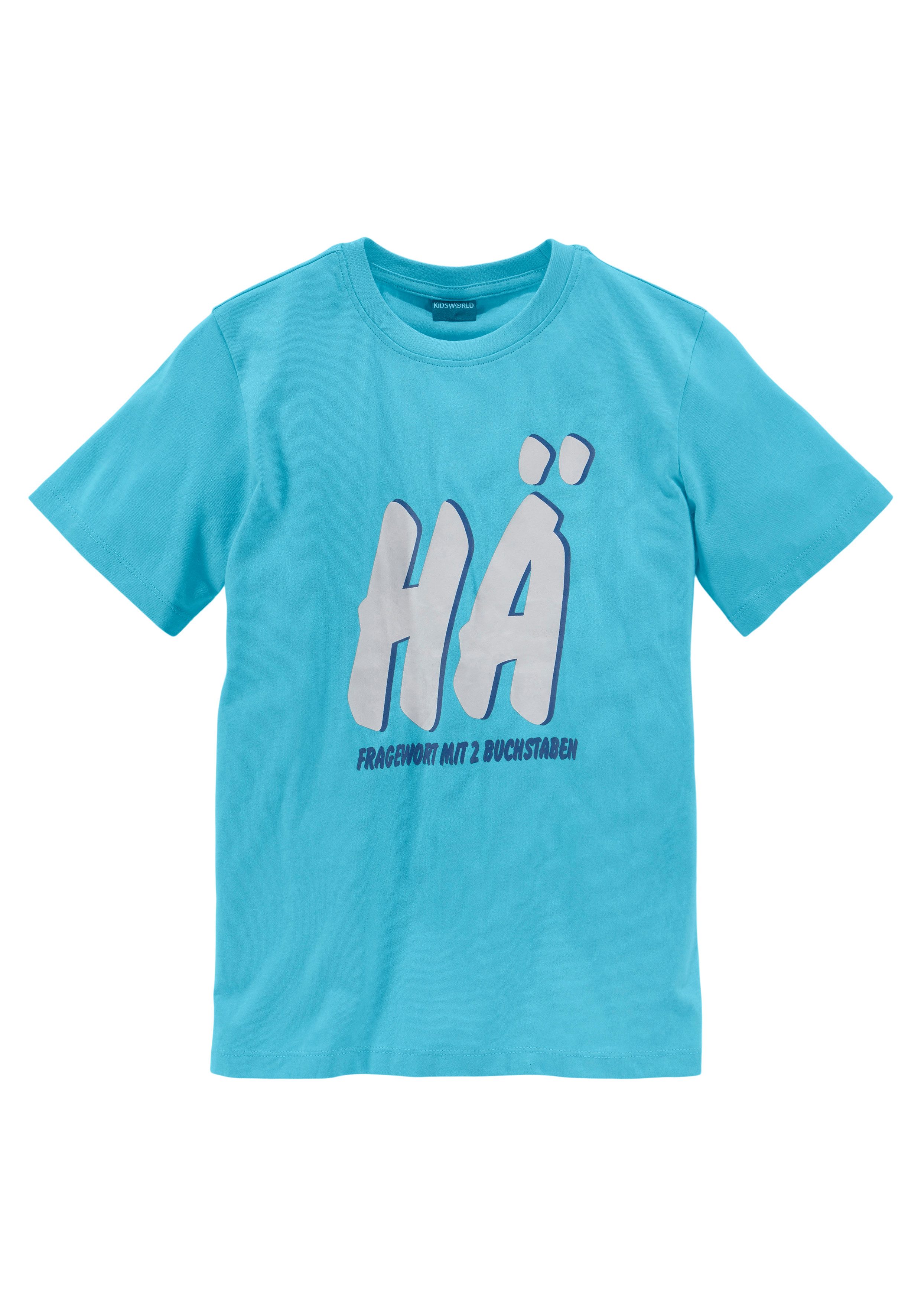 KIDSWORLD T-Shirt FRAGEWORT MIT 2 BUCHSTABEN Kurzarm, Basic Passform, mit Statements/Sprüchen