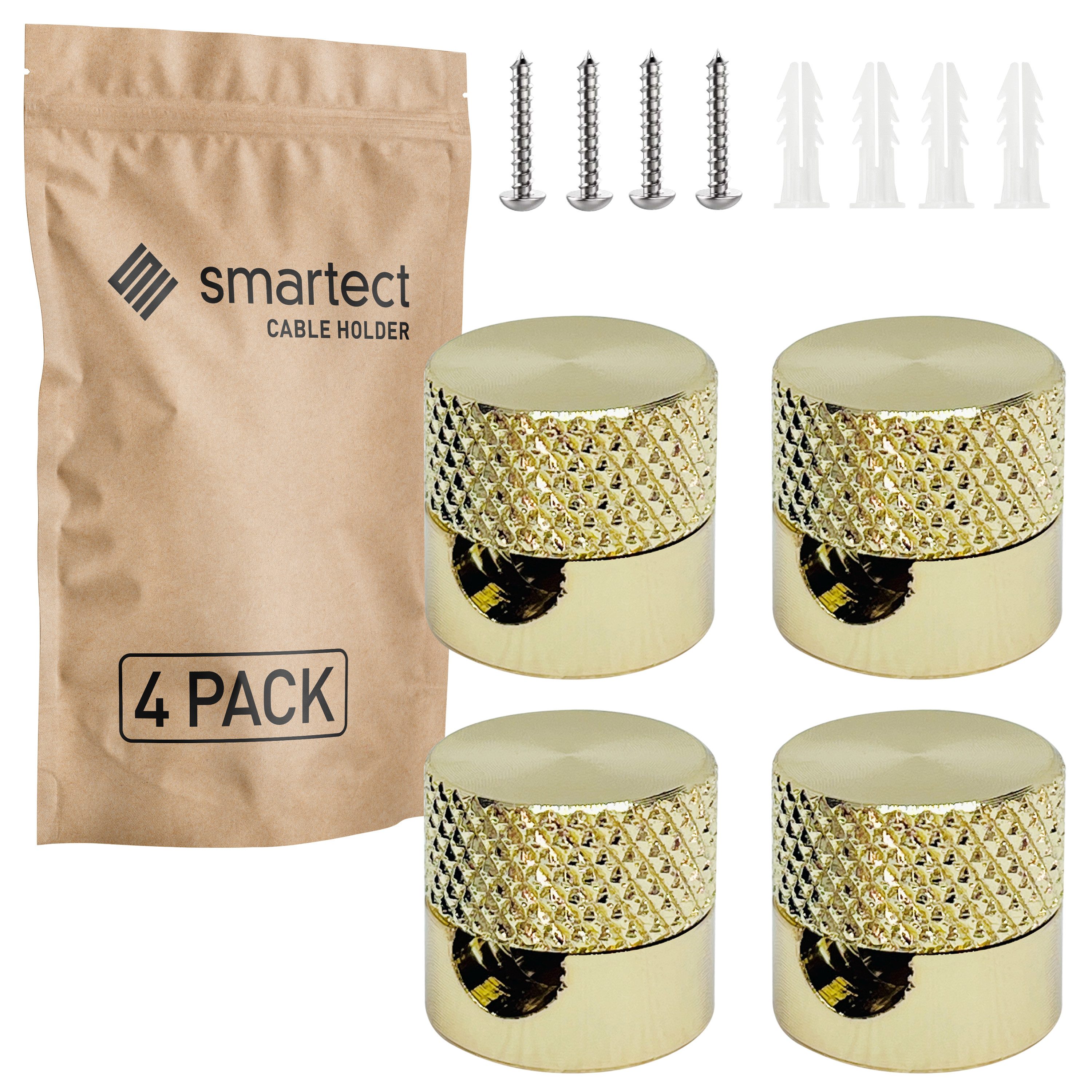smartect Kabelzubehör Wand- & Deckenpins Aluminium geriffelt für Lampenkabel, (Set, 4-tlg)