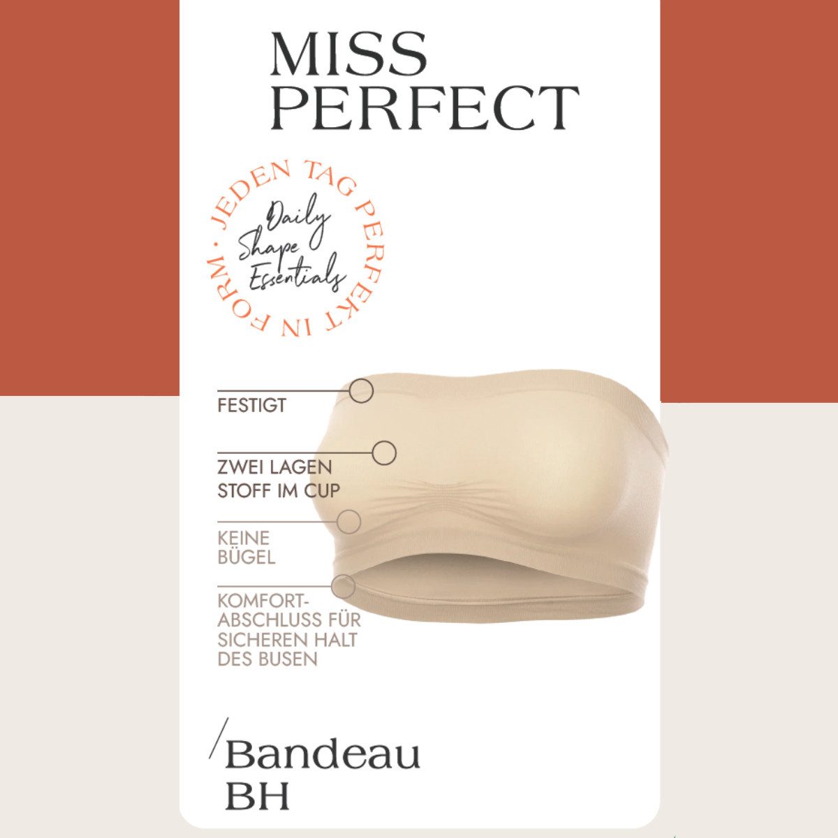 Miss Perfect Bandeau-BH 36622 Bandeau BH mit Multi-Cups ohne Bügel in Größe S-2XL (38-46) – Bild 3 von 5