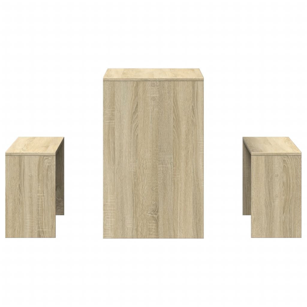 vidaXL Essgruppe 3-tlg. Esstisch und Bank Set Sonoma-Eiche Holzwerkstoff, (1-tlg) – Bild 5 von 5