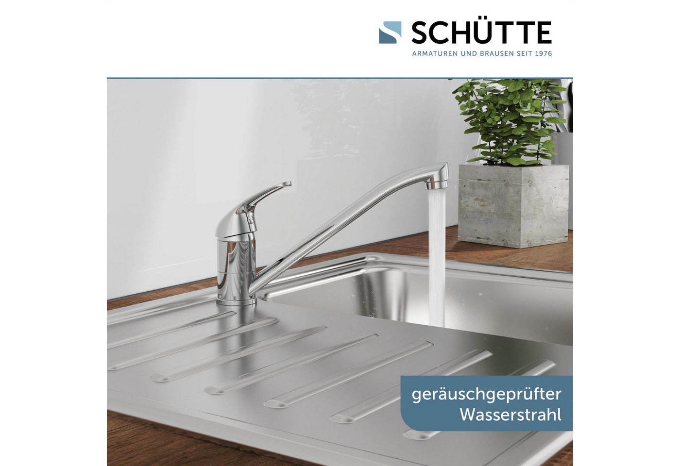Thumbnail - Schütte Spültischarmatur GENUA chrom Niederdruck-Armatur, Verbrühschutz, Eco-Click-Funktion