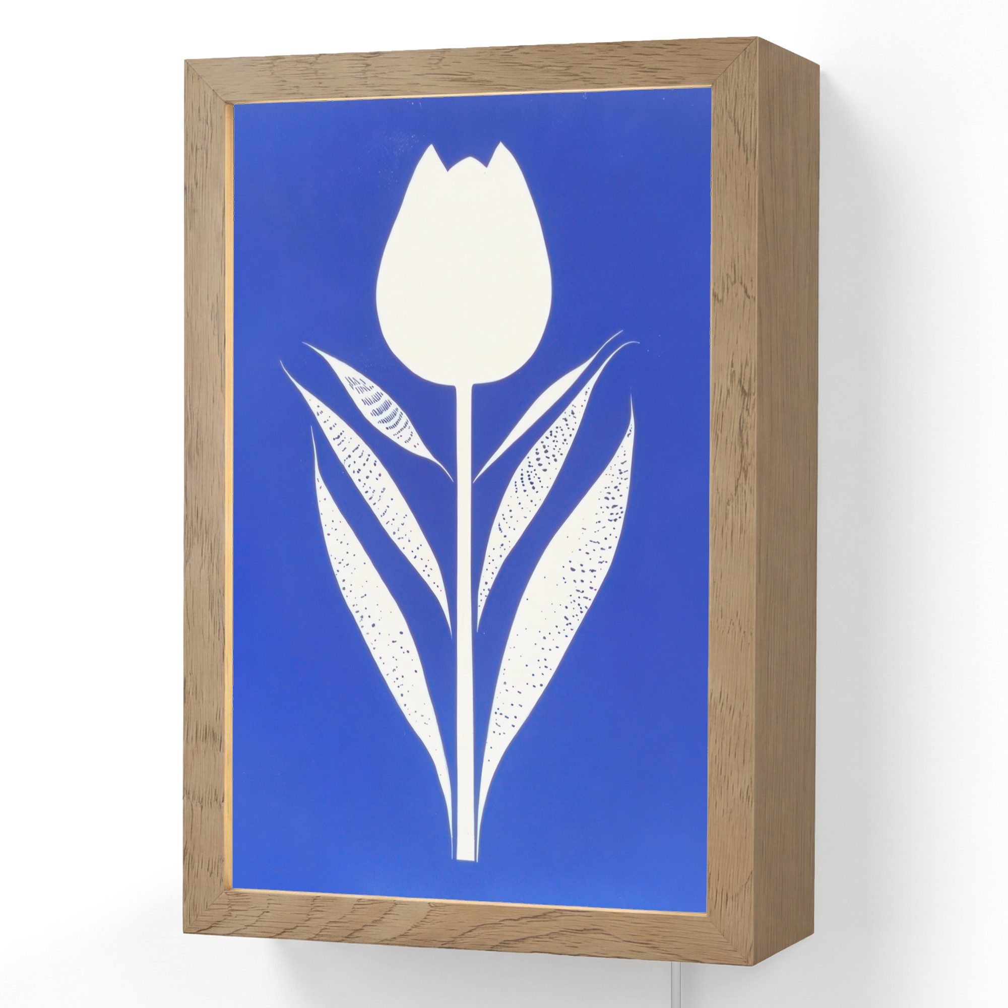 OnlyWow Wandleuchte Lightbox Tulpe - Minimalistisch - Blätter - Weiß, Dimmbar, Farbwechsel, LED, Warmweiß, Kaltweiß, Neutralweiß Einstellbar, Wandlampe Innen, Dimmbar, mit Kabel, LED, Beleuchtung, Wohnzimmer