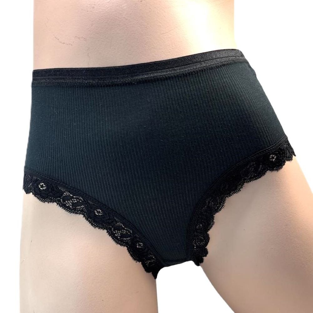 Toker Collection® Hipster Damen Slip mit edler Spitze am Beinabschluss (Packung, 3er Pack) feine Spitze, gerippte Optik – Bild 2 von 4