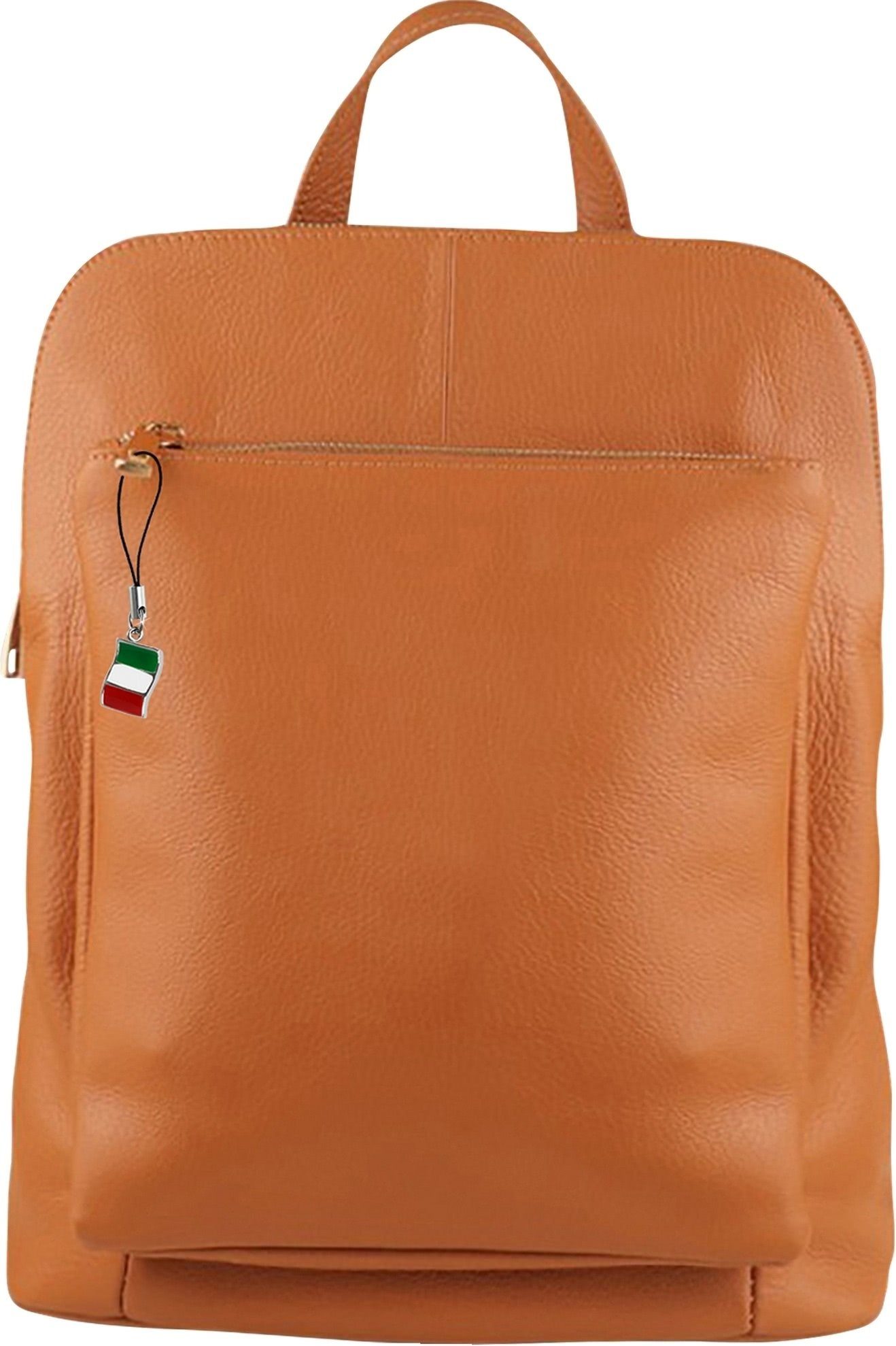 FLORENCE Cityrucksack Florence Rucksack Damen Echtleder (Cityrucksack), Damen Leder Cityrucksack, tan, hellbraun ca. 30cm