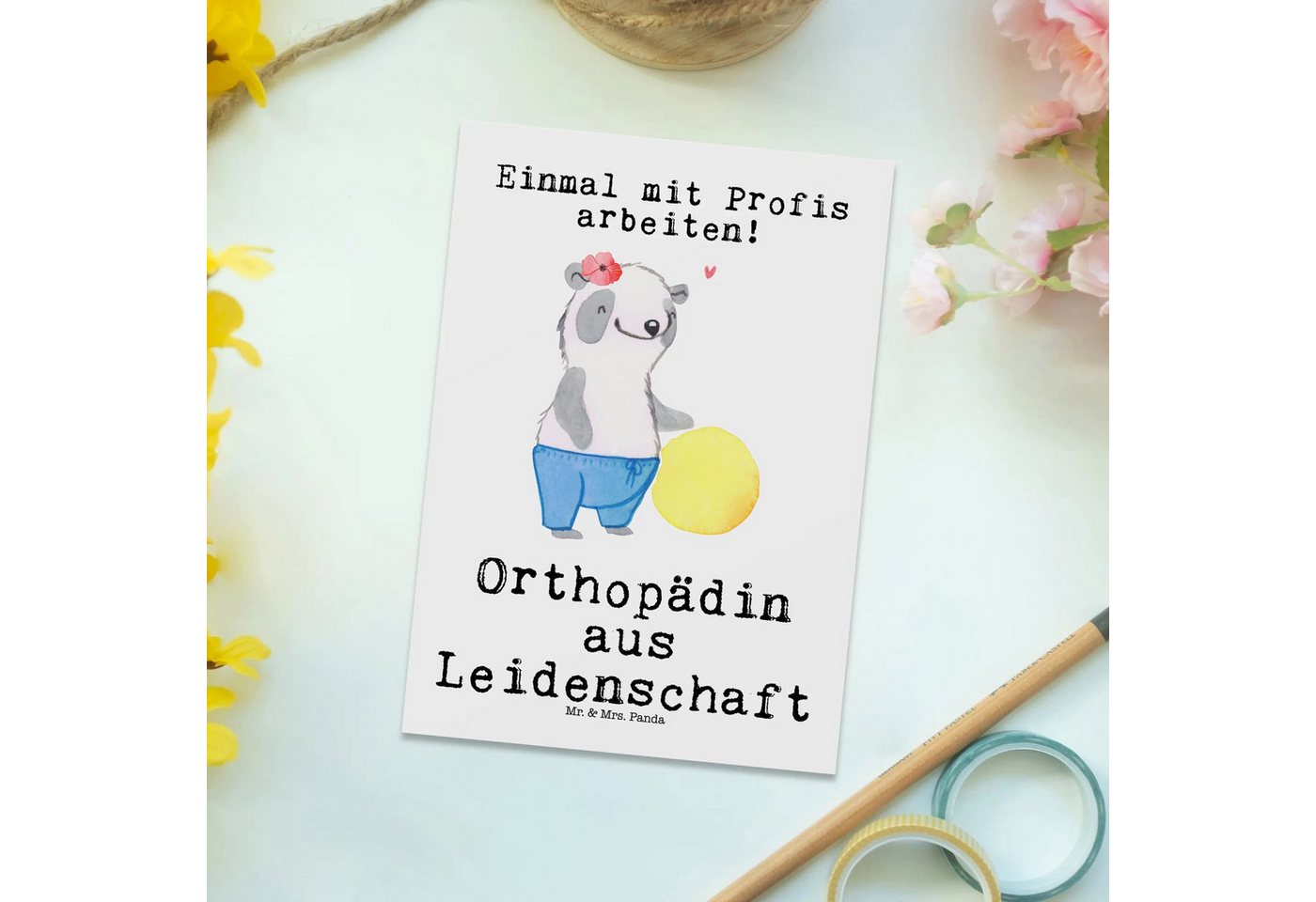 Thumbnail - Mr. & Mrs. Panda Postkarte Orthopädin Leidenschaft - Weiß - Geschenk, Postkarte, Orthopädie, Erö, Lustige Sprüche
