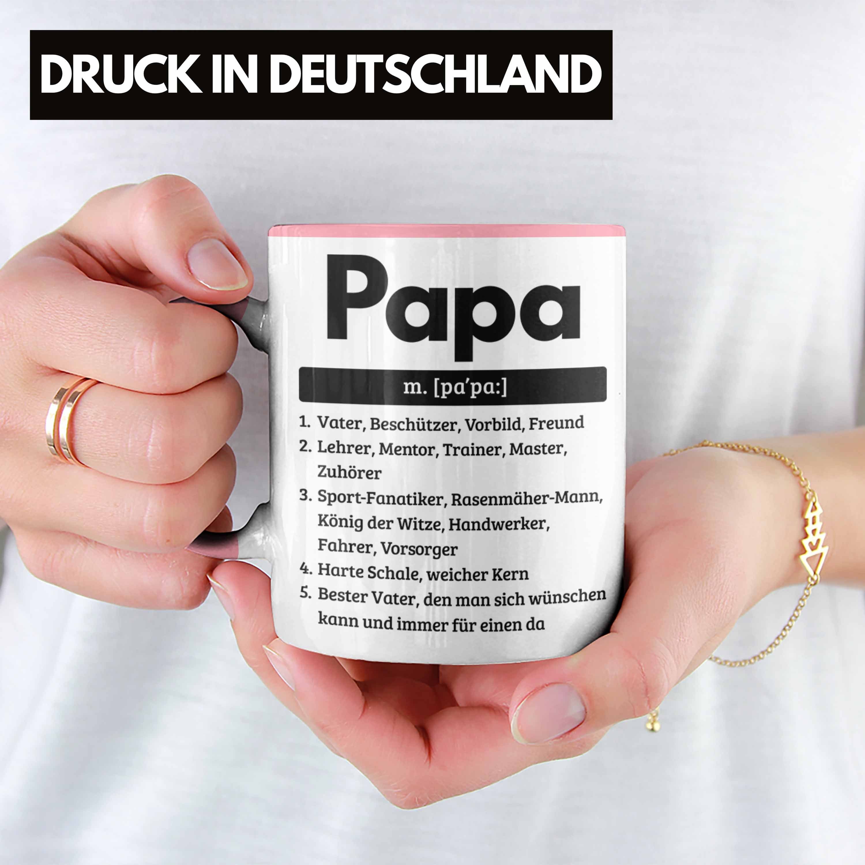 Trendation Tasse Vatertag Definition Tasse für Spruch Rosa Geschenk Geschenkidee für Pa Papa