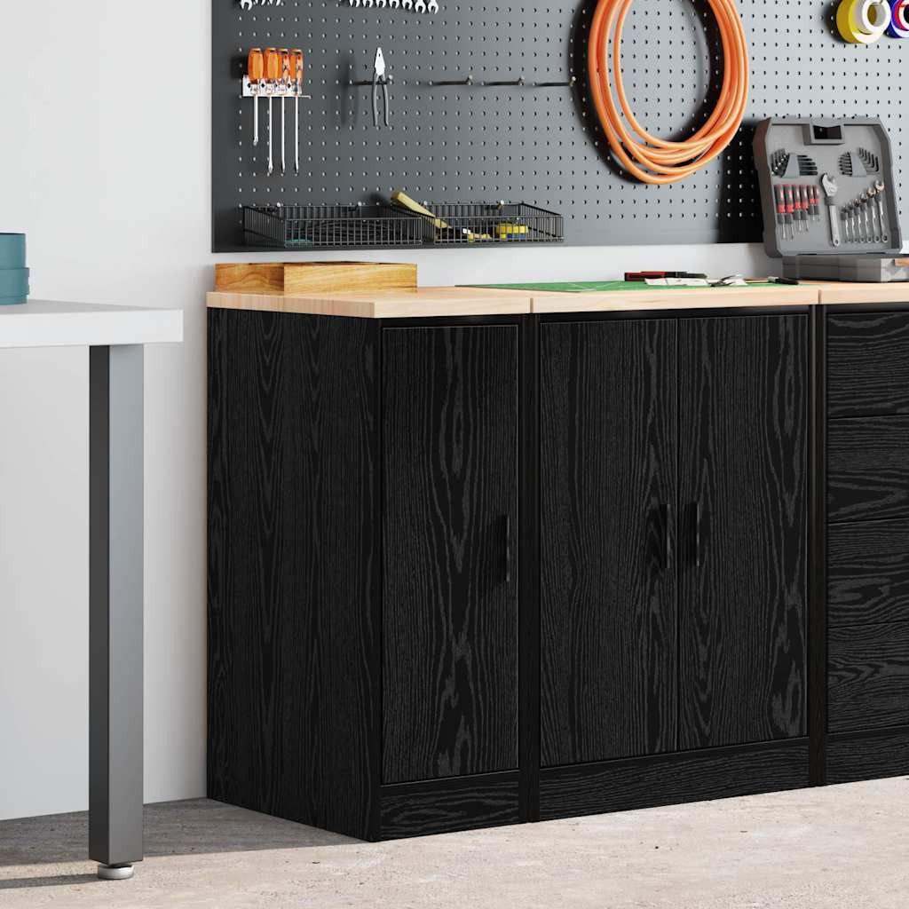 vidaXL Werkzeugschrank Garagen-Aufbewahrungsschrank Schwarz Massivholz Kiefer (1-St)