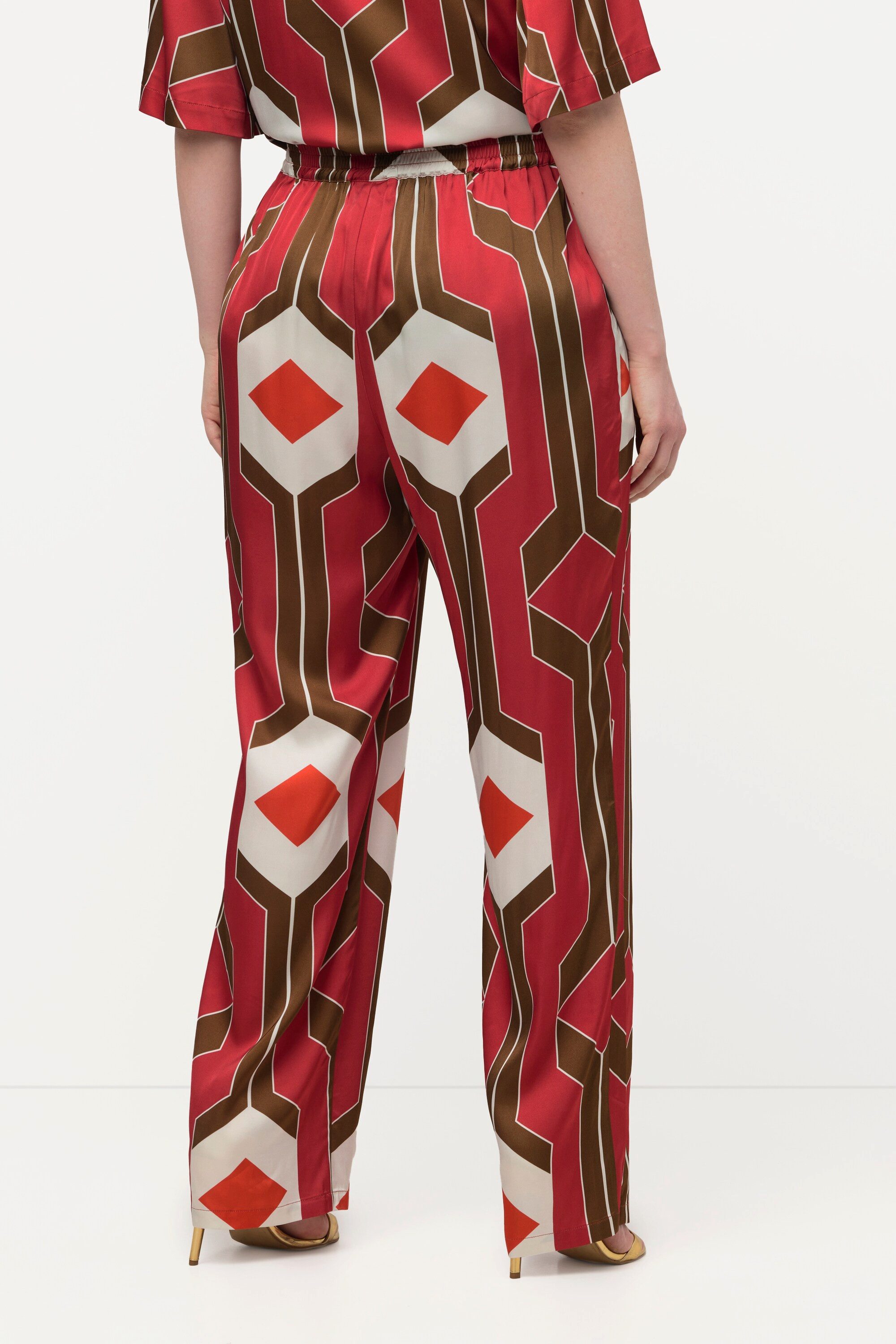 Ulla Popken Schlupfhose Hose Retro-Design weites Bein Elastikbund