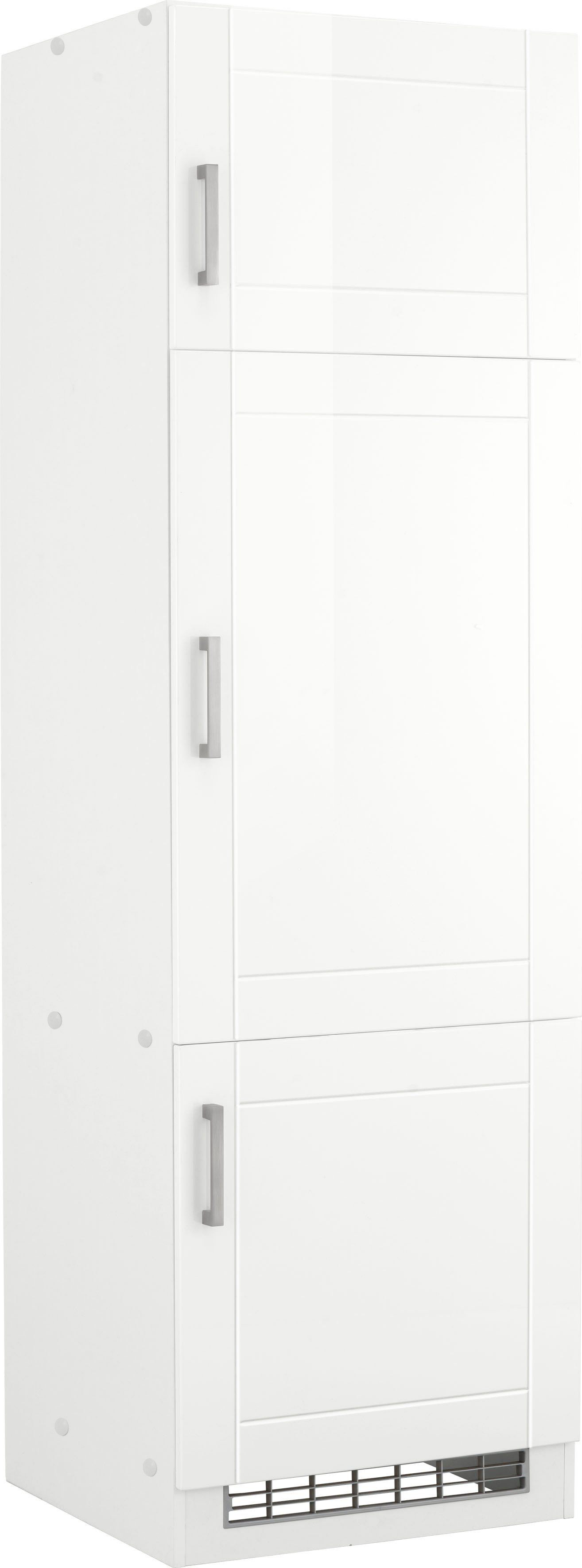 KOCHSTATION Kühlumbauschrank KS-Tinnum 60 cm breit, 200 cm hoch, Metallgriffe, mit Nischenmaß 88 cm