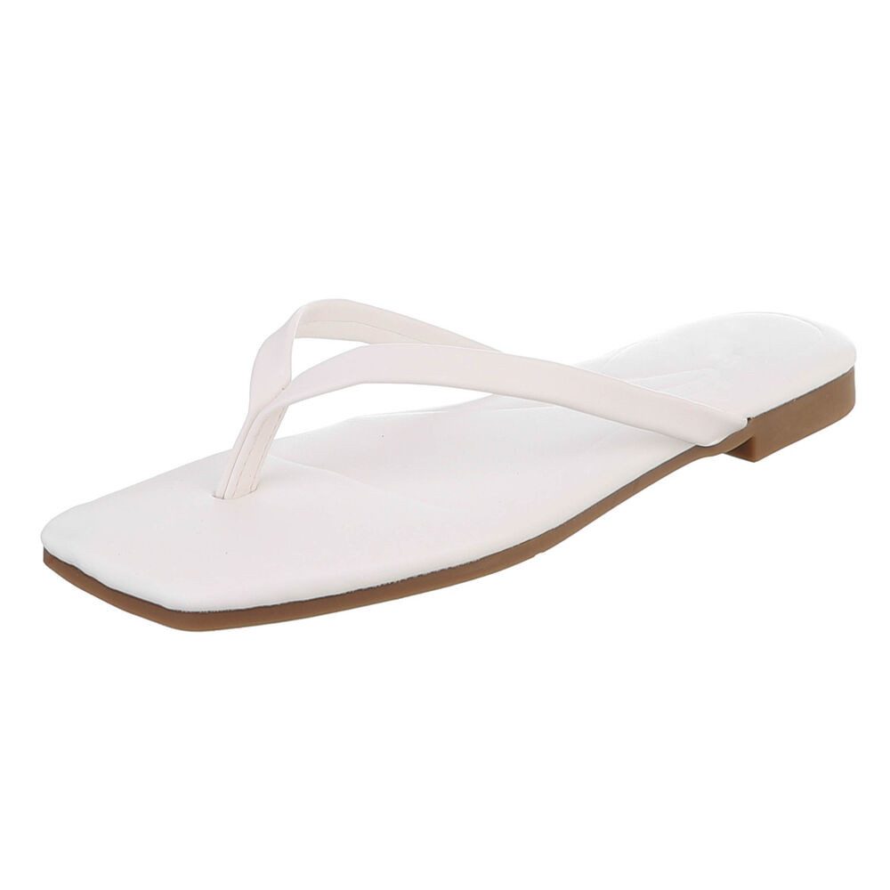 Ital-Design Minimalistische Damen Flip-Flops mit flacher Sohle Zehentrenner (91512416) Blockabsatz Zehentrenner in Weiß