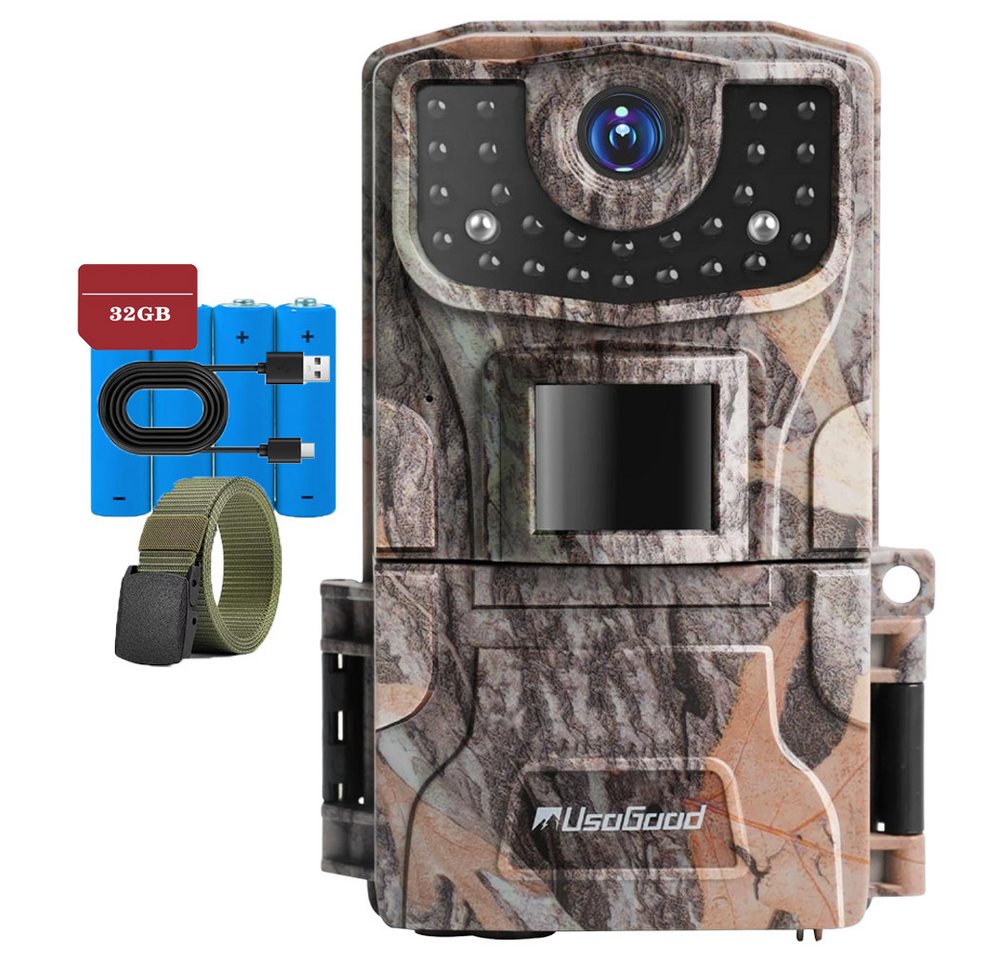 Usogood Wildkamera 2K 36MP Wildkamera Ohne WLAN, Wildtierkamera 850nm IR LEDs (Außenbereich, für die Tierbeobachtung Heim Sicherheit, mit Bewegungsmelder Nachtsicht Wildkamera Testsieger Jagd 0,2s Auslöser, 1-tlg., 120° Erfassungswinkel Infrarot Nachtsich