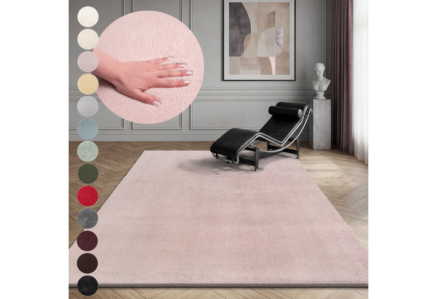 OTTO home Teppich Arabell, Kunstfellteppich, Felloptik, waschbar, rechteckig, Höhe: 16 mm, flauschig, kuschelig, Anti-Rutsch-Unterseite, Wohnzimmer, Schlafzimmer