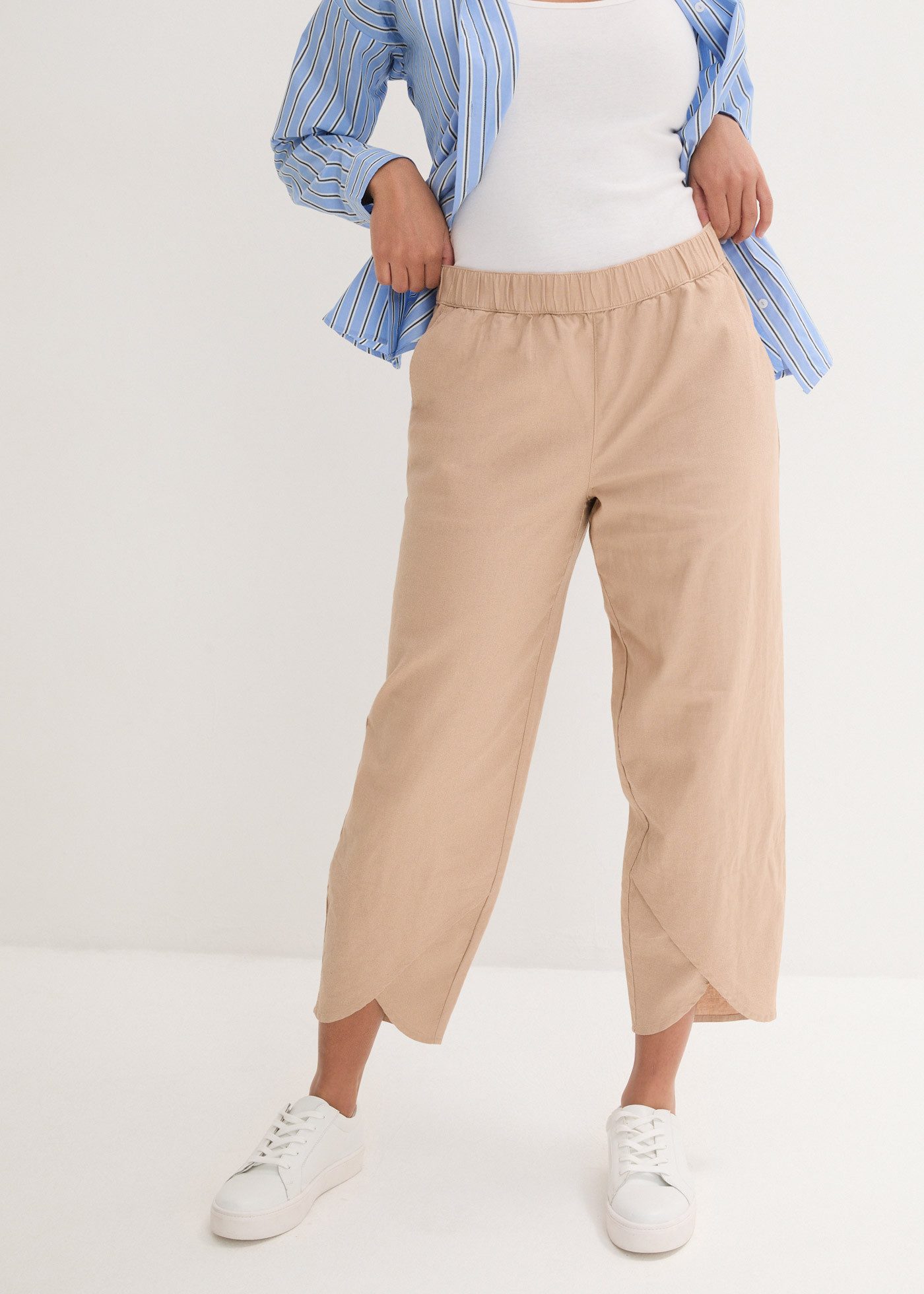 bonprix 3/4-Hose aus Leinen-Mix, mit Seitenschlitzen, Regular Fit, casual Stil