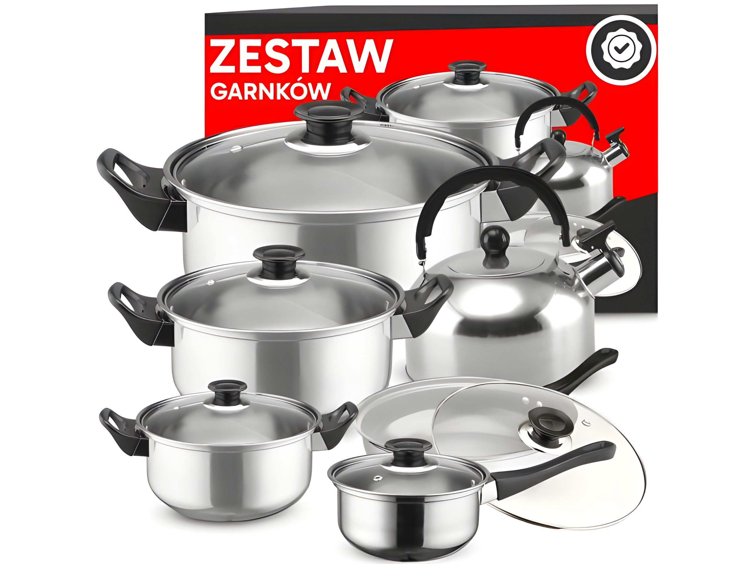Retoo Topf-Set Kochtopf Set 11-teilig für Induktion & Gas mit Pfanne und Wasserkocher, Edelstahl (Kochgeschirr-Set, 11-tlg., 11-teiliges Kochgeschirr-Set), Für Induktion und Gas geeignet; Antihaftbeschichtung
