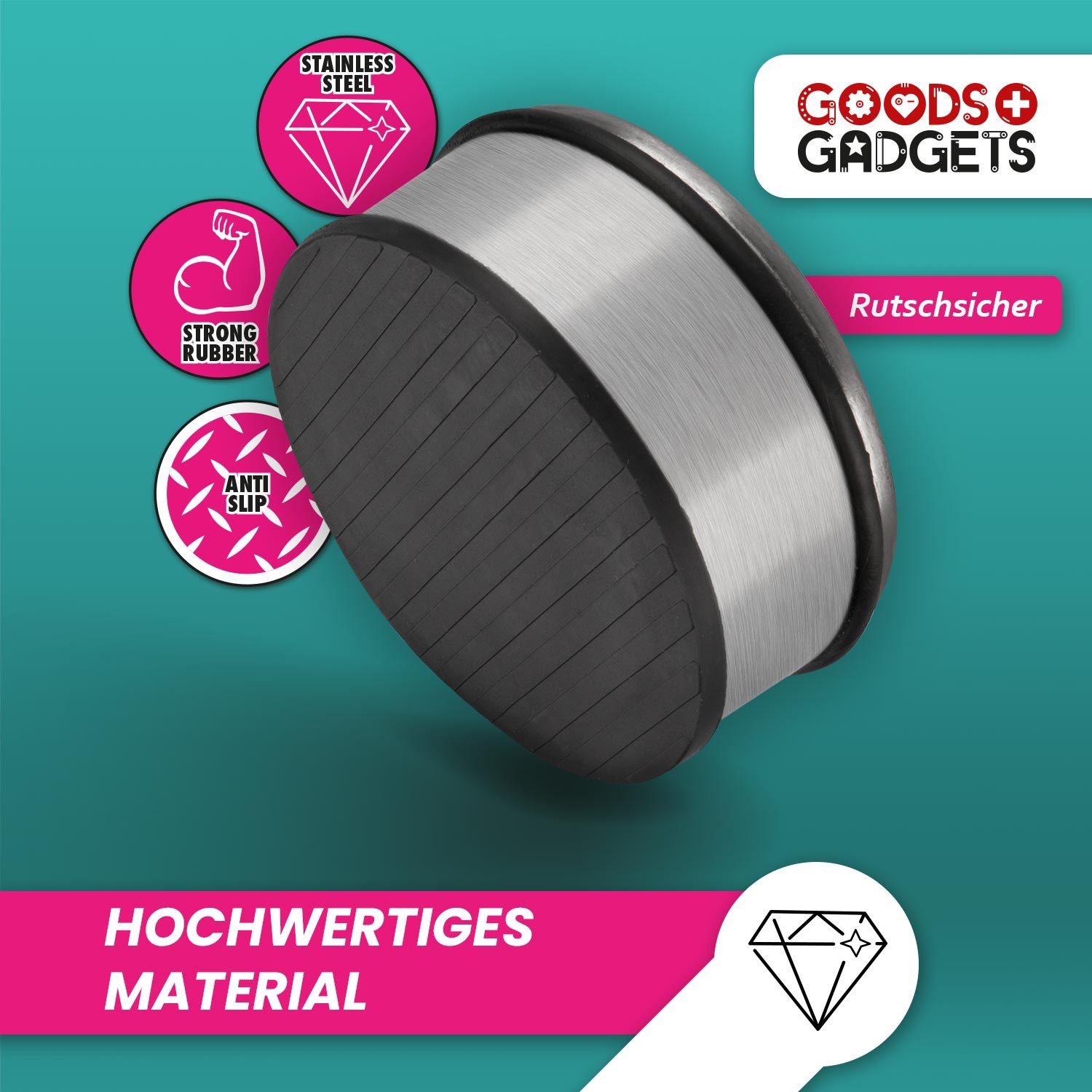 Goods+Gadgets Türstopper Türpuffer aus Edelstahl (Türhalter mit Gummi Ring, günstig online kaufen