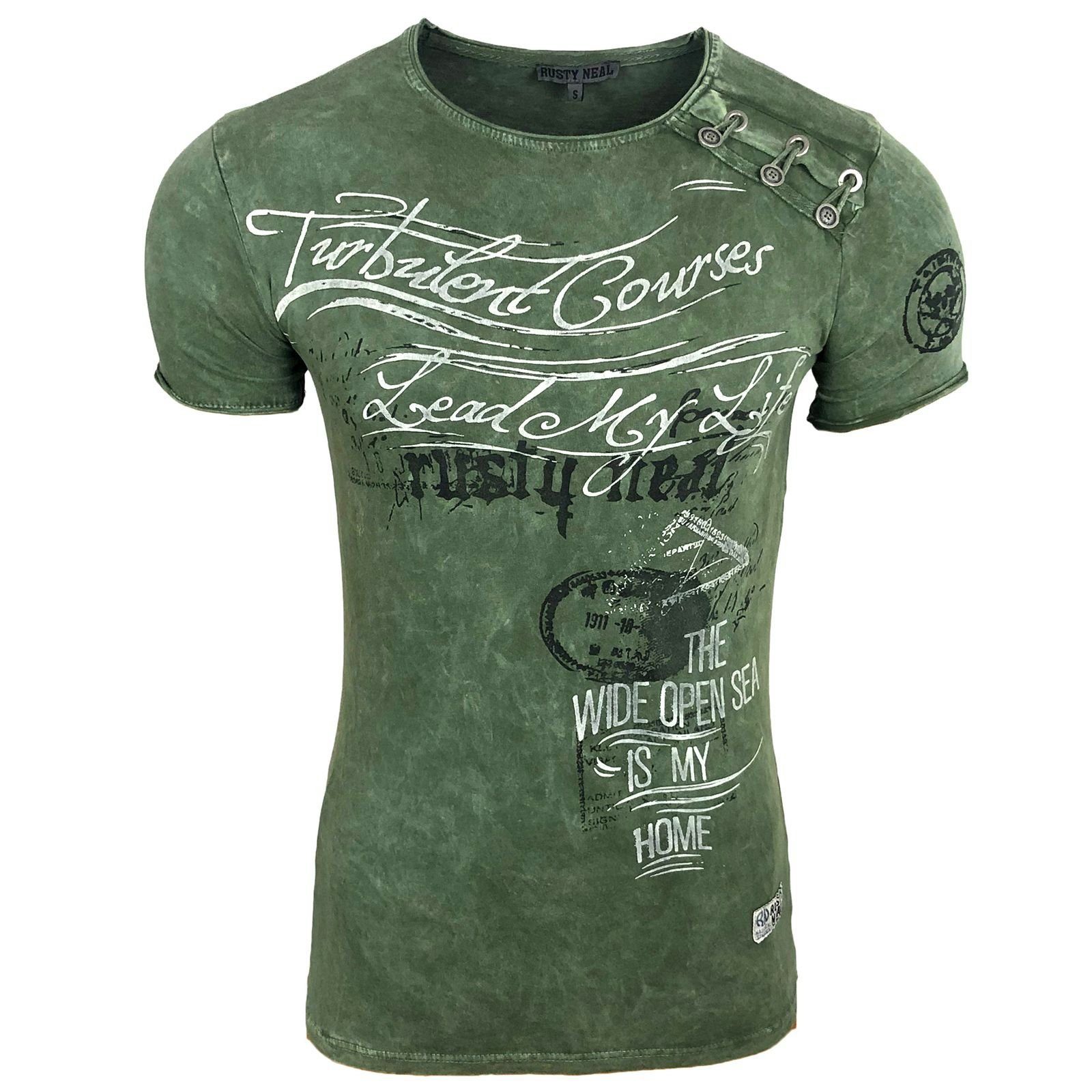 Rusty Neal T-Shirt mit Allover-Print khaki