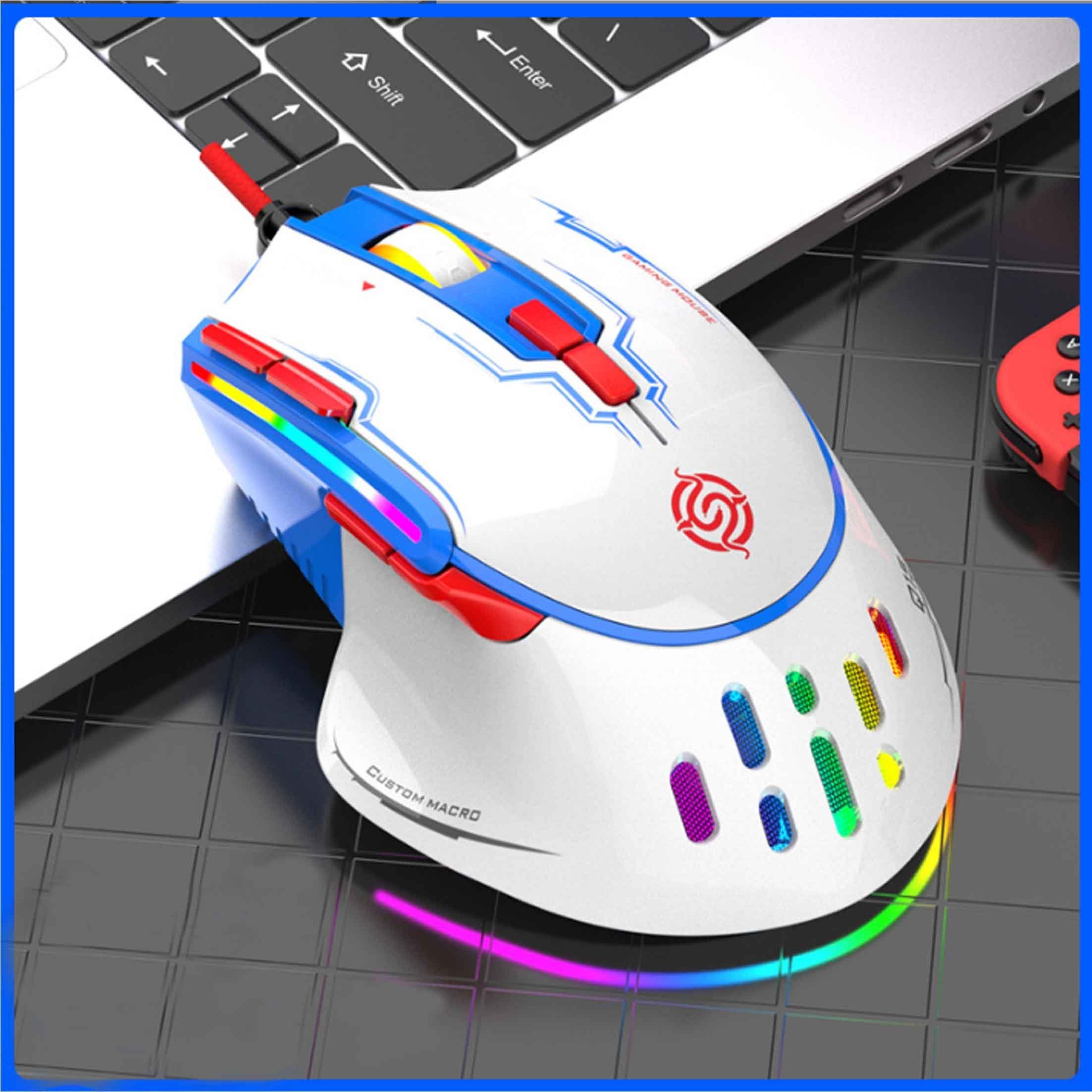 feinlux Mechanische Maus,Maus,PC Maus,Kabelgebundene Maus Mäuse (Kabelgebundene, 6400 dpi, RGB-Lichteffekt "Running Horse“, sechsfach variable DPI)