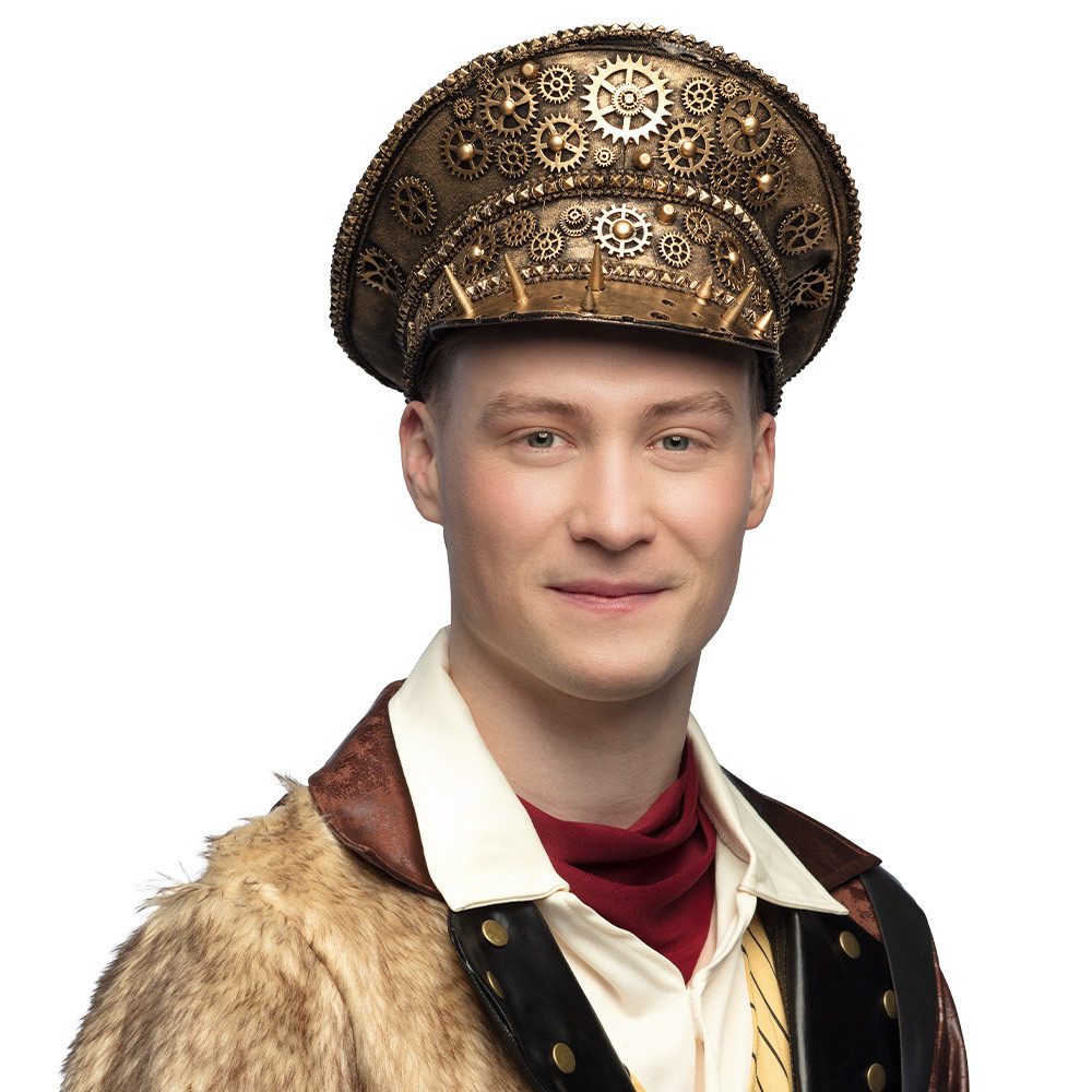 Boland Kostüm Steampunk Mütze Gearpunk braun mit Zahnrädern Unisex Kostüm-Accessoire, Розмір 57 cm, mit Schirm, retro-futuristisch