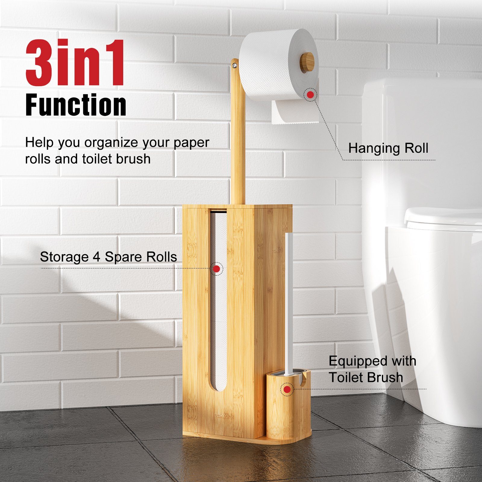 Rainsworth Toilettenpapierhalter Stehend Bambus, WC-Garnitur mit günstig online kaufen