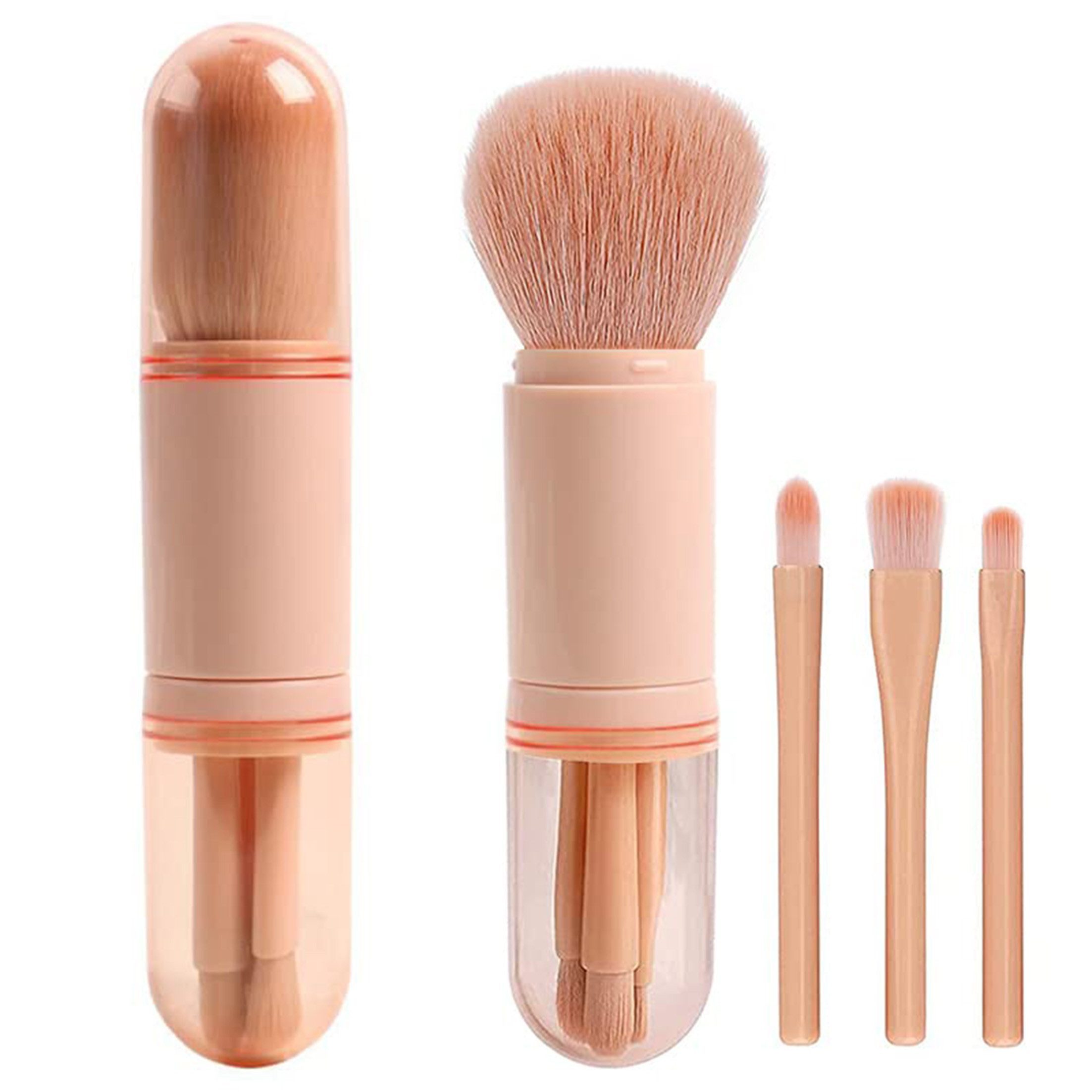 KINSI Kosmetikpinsel-Set 4-in-1 Makeup Pinsel Reise - Retraktabler All-in-One Pinsel, für Lidschatten, Puder & Kontur
