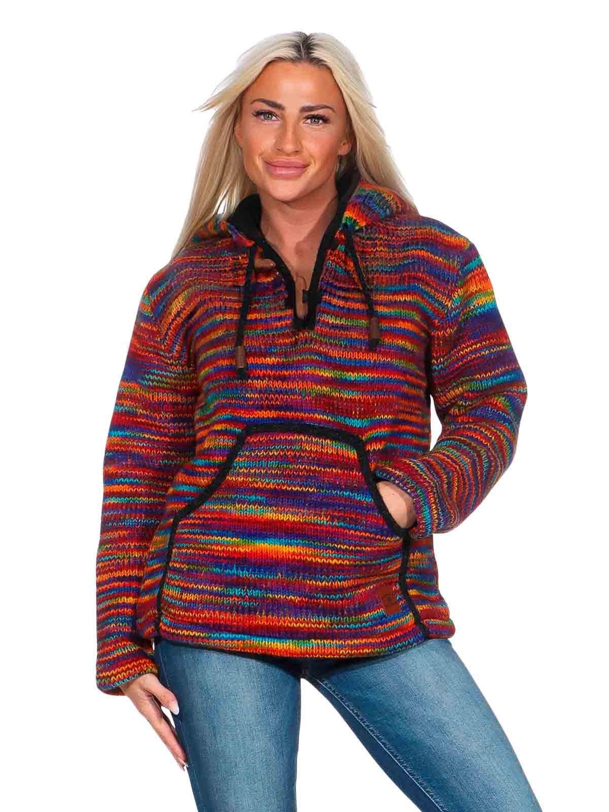 KUNST UND MAGIE Hoodie Hoodie Regenbogen Kapuzenpullover Strickjacke Wolle Winter Pullover