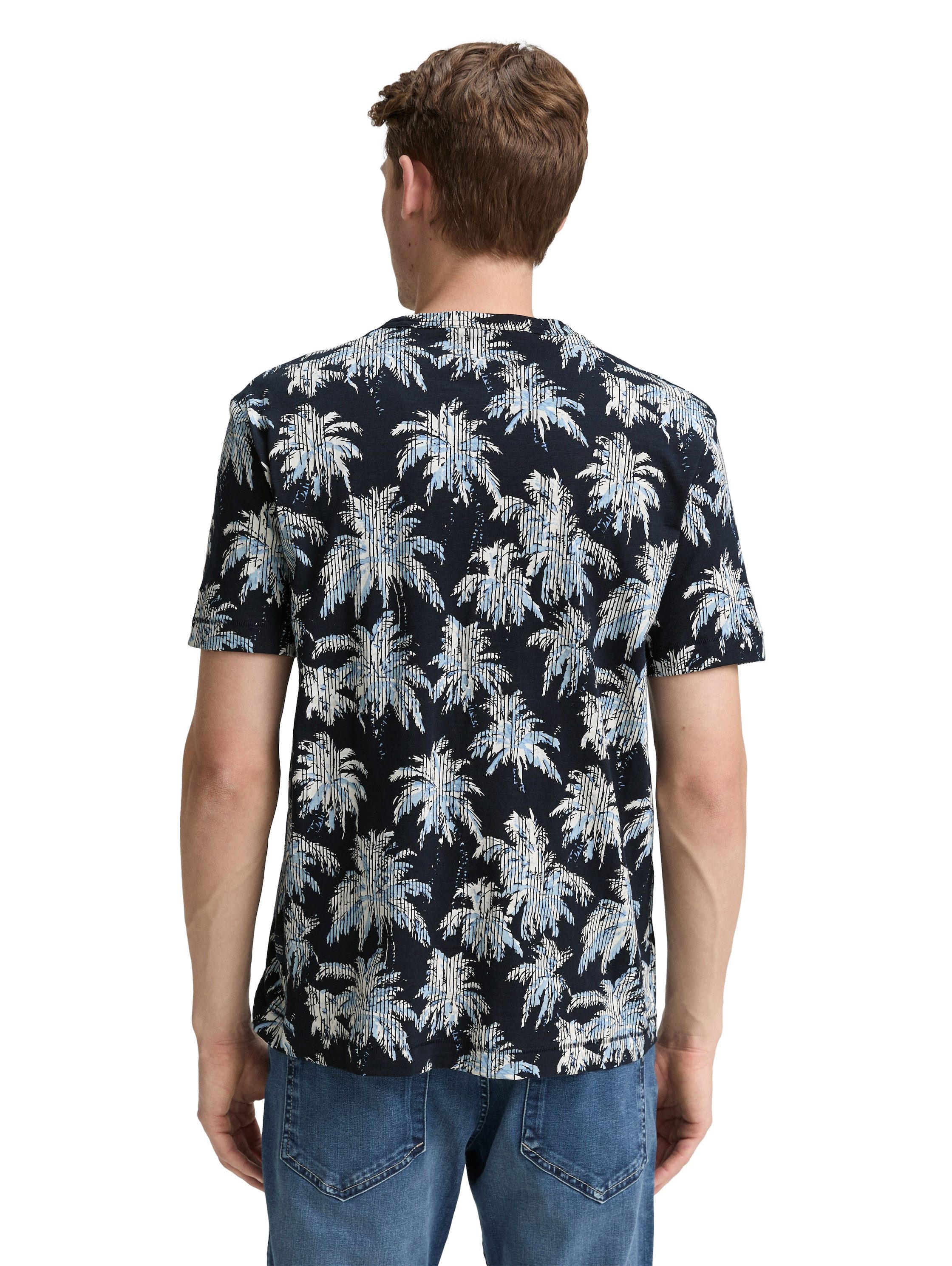 TOM TAILOR T-Shirt mit All-Over Palmen Print günstig online kaufen