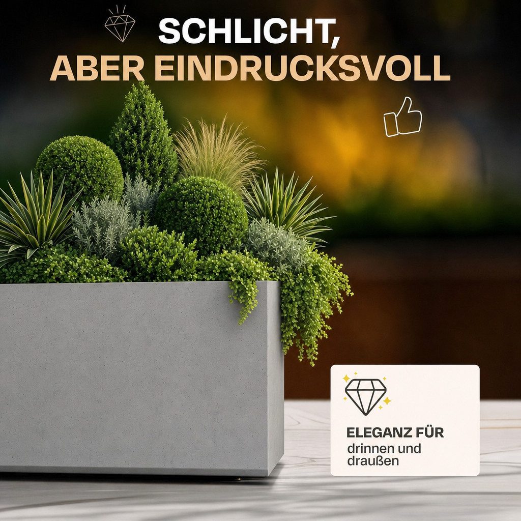 ONDIS24 Pflanzkübel Blumenkübel Blumentopf Vulkan 100cm Vulkan/Basalt Optik, mit Wasserspeicher Pflanzenkasten winterfest, 100 x 40 x 43,5 (H) cm – Bild 3 von 5