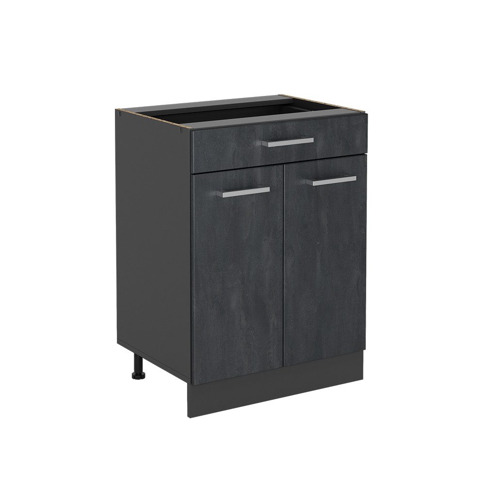 Vicco Unterschrank R-Line, Schwarz Beton/Anthrazit, 60 cm mit Schublade, ohne Arbeitsp... (1-St)