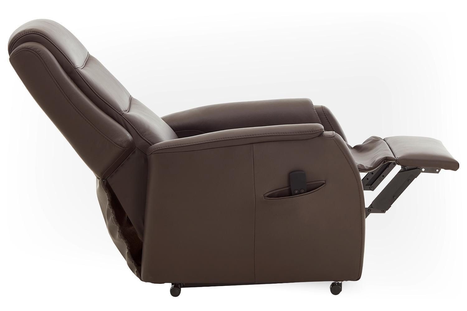 HUKLA Relaxsessel HU-RV15038, Braun, Lederbezug, 2-motorisch, Aufstehhilfe, Relaxfunktion, mit Fernbedienung