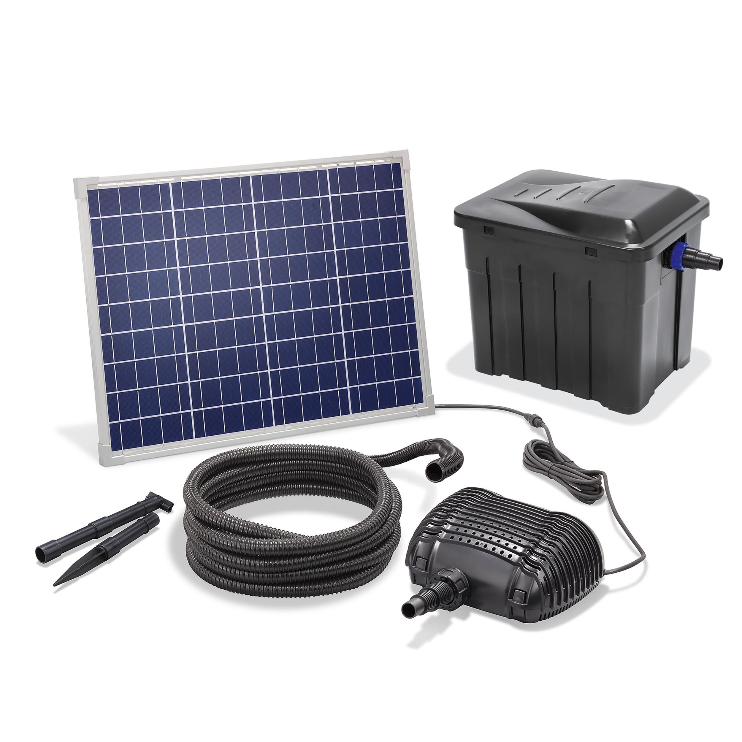 esotec Teichfilter 50/2500 Solar 4-Stufen Durchlauffilter-Komplettset 2500l/h 50Wp 101070