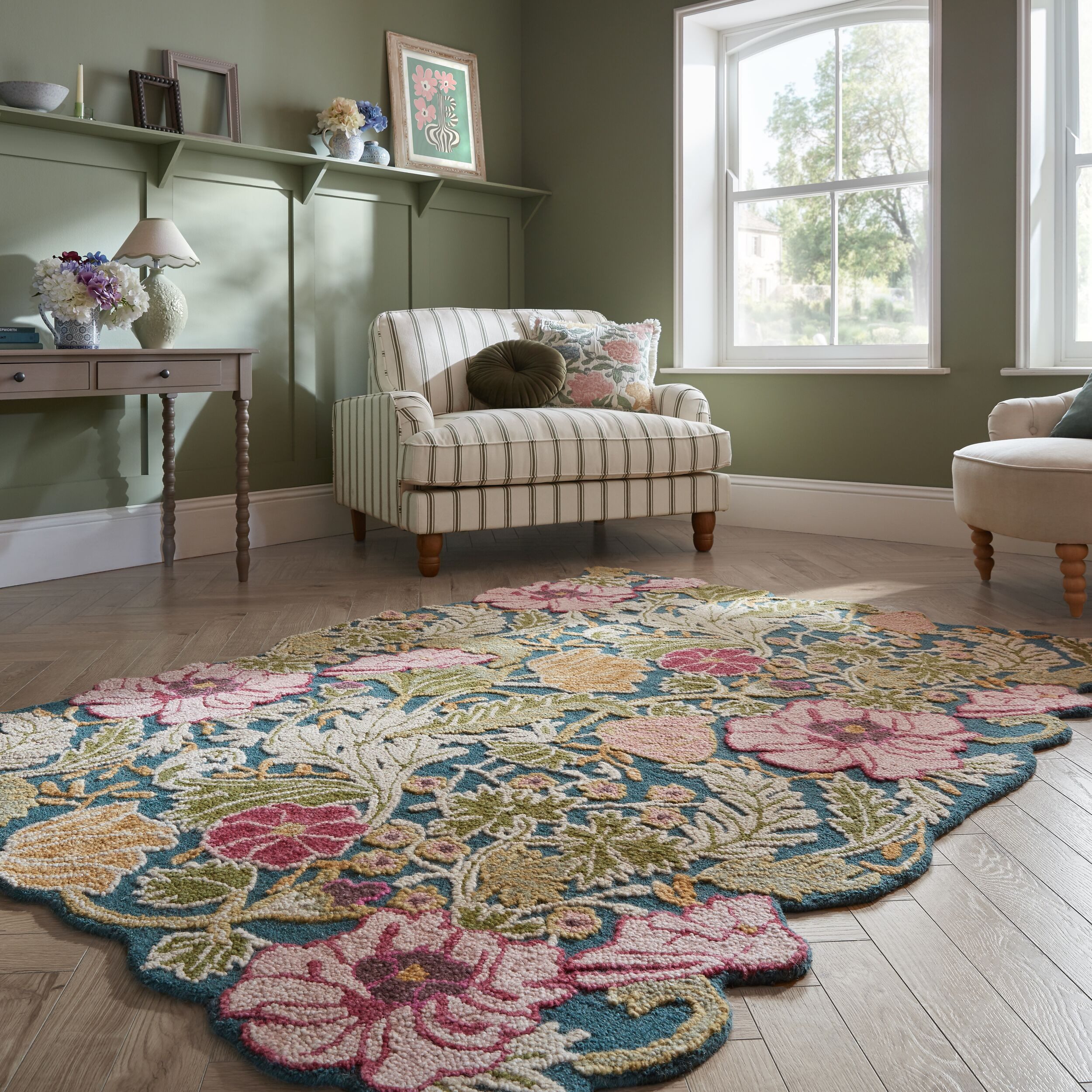 FLAIR RUGS Wollteppich Daphne Floral, 100% Wolle auch als Läufer, rechteckig, Höhe: 10 mm, organischen Blumenmotive, Wohnzimmer, Schlafzimmer, Esszimmer