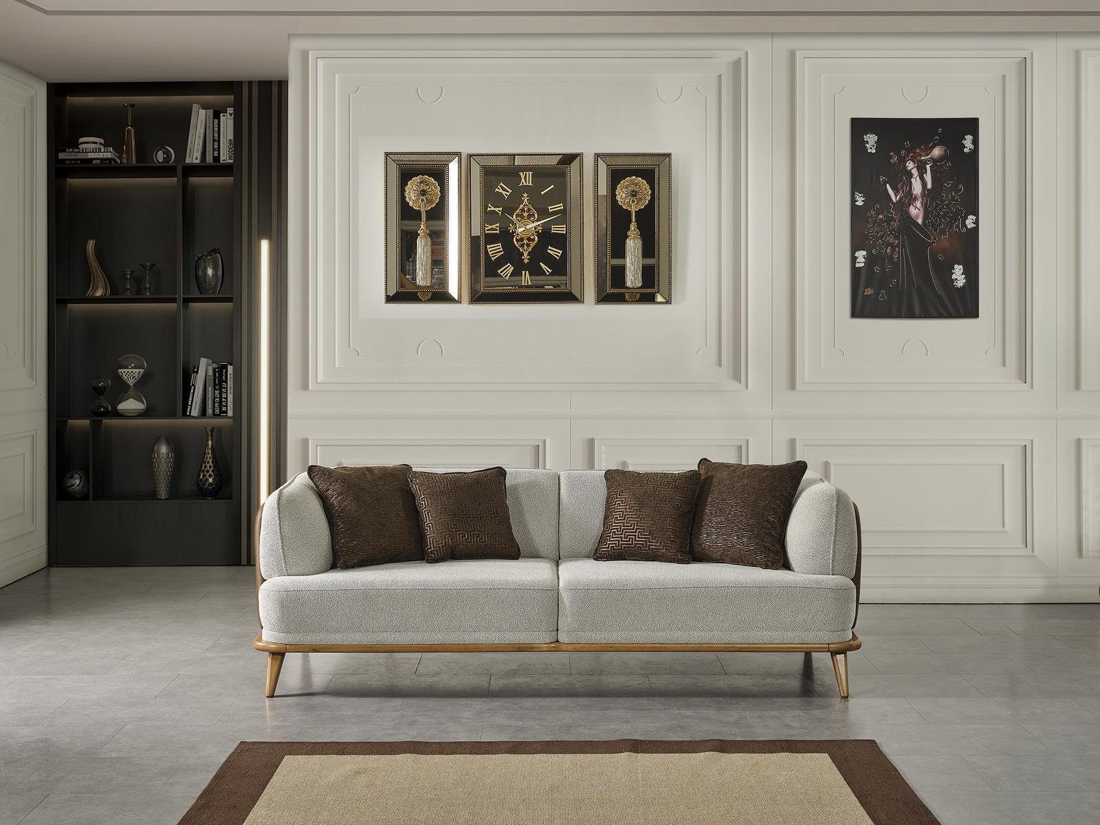 JVmoebel Sofa Sofa 2 Sitzer Grau Elegantes Modern Luxus Design Holz Möbel, Made in Europa