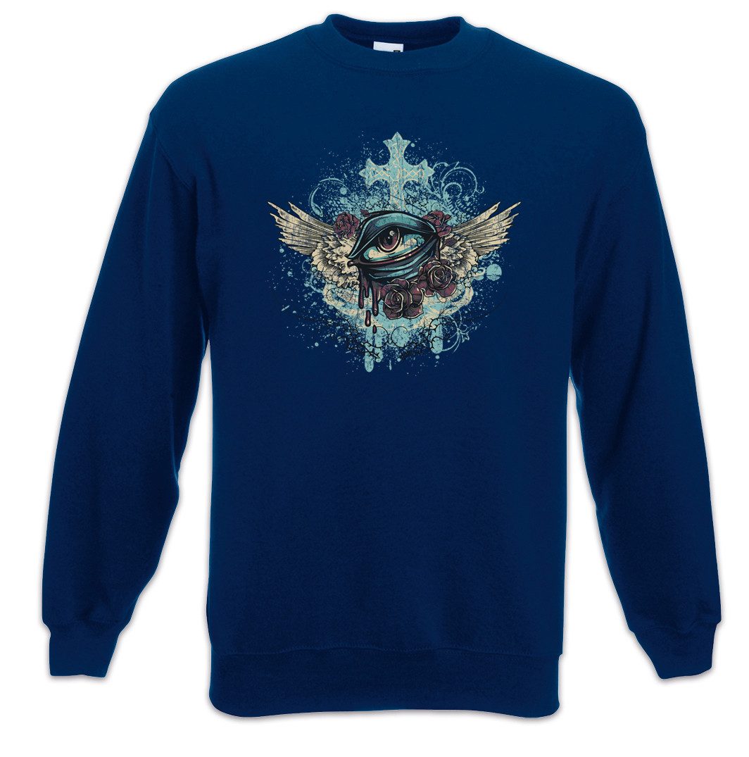 Sweatshirt Winged Eye Sweatshirt Tattoo Auge Roses Rosen Newschool Rockabilly