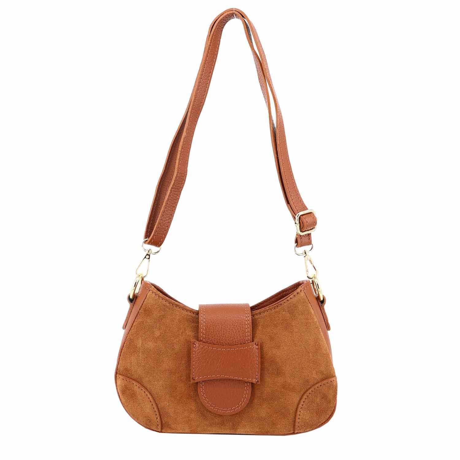 Schultertasche Made in Italy Damen Wildleder Tasche Umhängetasche CrossOver City Bag