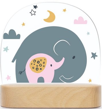 GRAVURZEILE LED Nachtlicht für Kinder, Beruhigend und Energiesparend - Elefant Design Rosa, LED, Warmweiß, Geschenk für Kinder & Baby