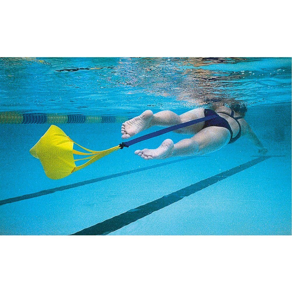 StrechCordz Trainingsband Bremsschirm, Trainingsgerät für Schwimmkraft und -ausdauer 20 cm, Schirm Gelb