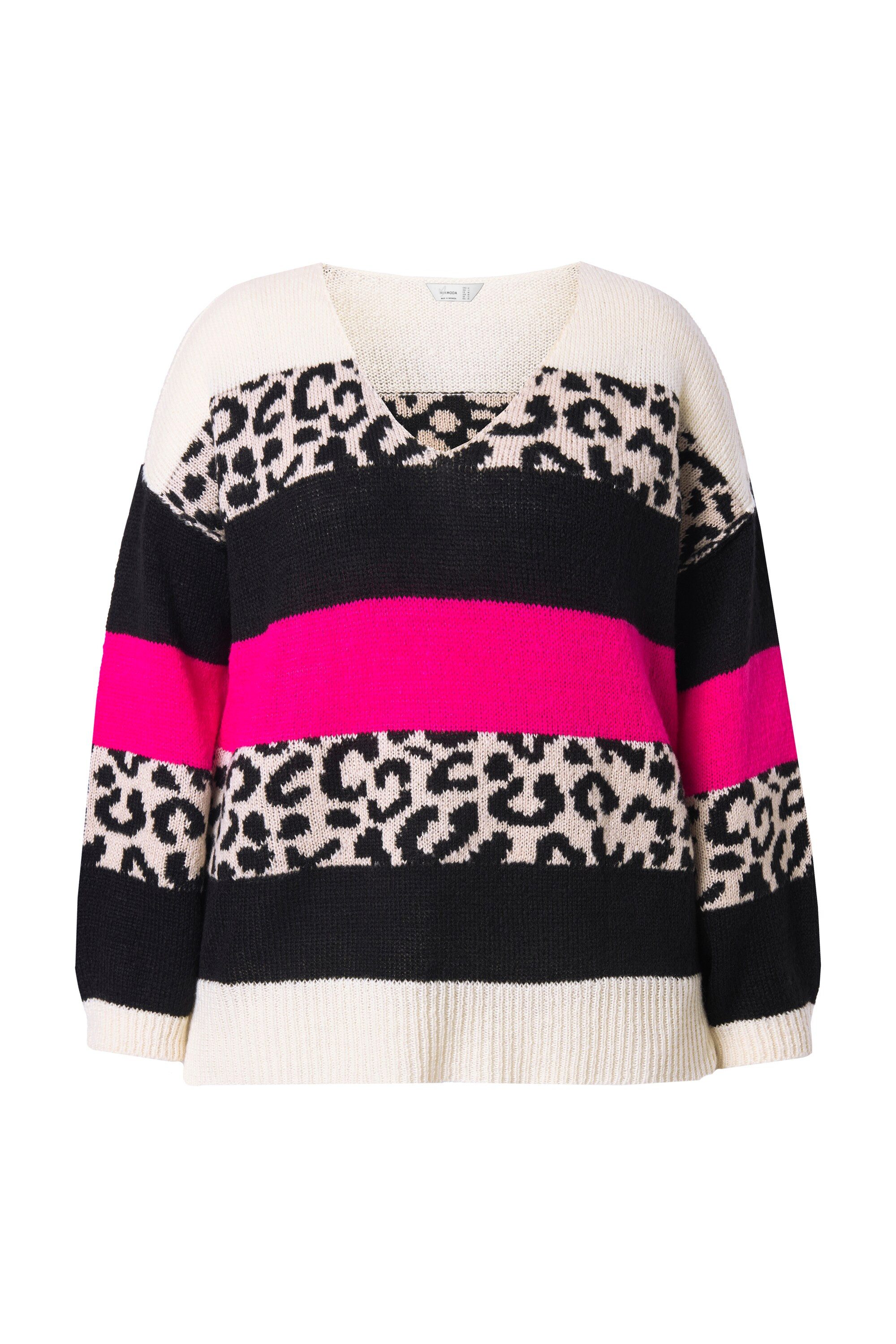 MIAMODA Strickpullover Pullover oversized Blockstreifen mit Leo günstig online kaufen