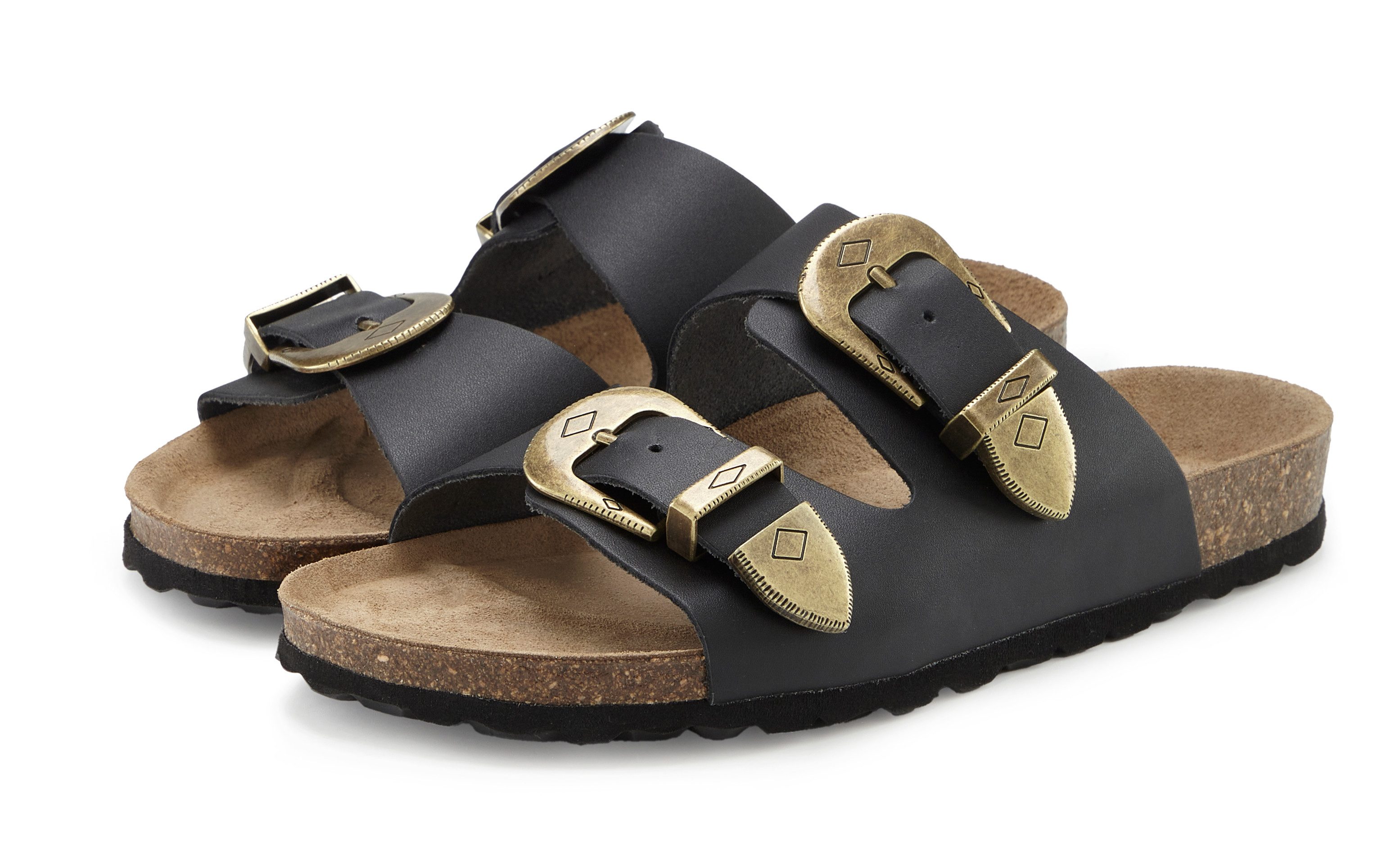 French Connection Mule, Sandale, offener Schuh, Sommerschuhe, Sandale, Lederpantolette Pantolette NEU aus hochwertigem Leder mit weichem Korkfußbett