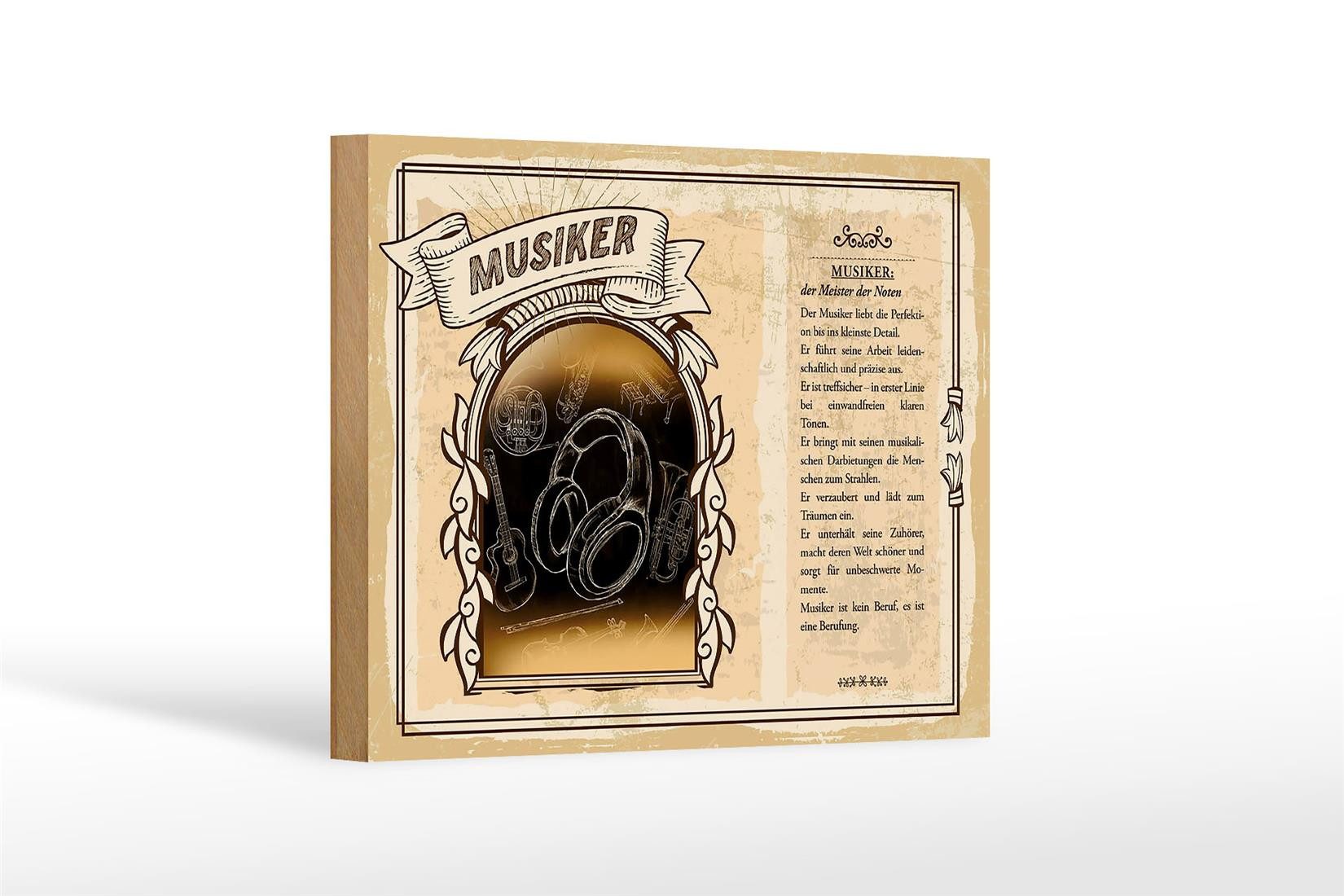 Femer GmbH Holzbild Berufe 18x12 cm Musiker Meister der Noten Musik, Beruf Arbeit (1 St), Glatte Holzfaserplatte (MDF), vorn beschichtet