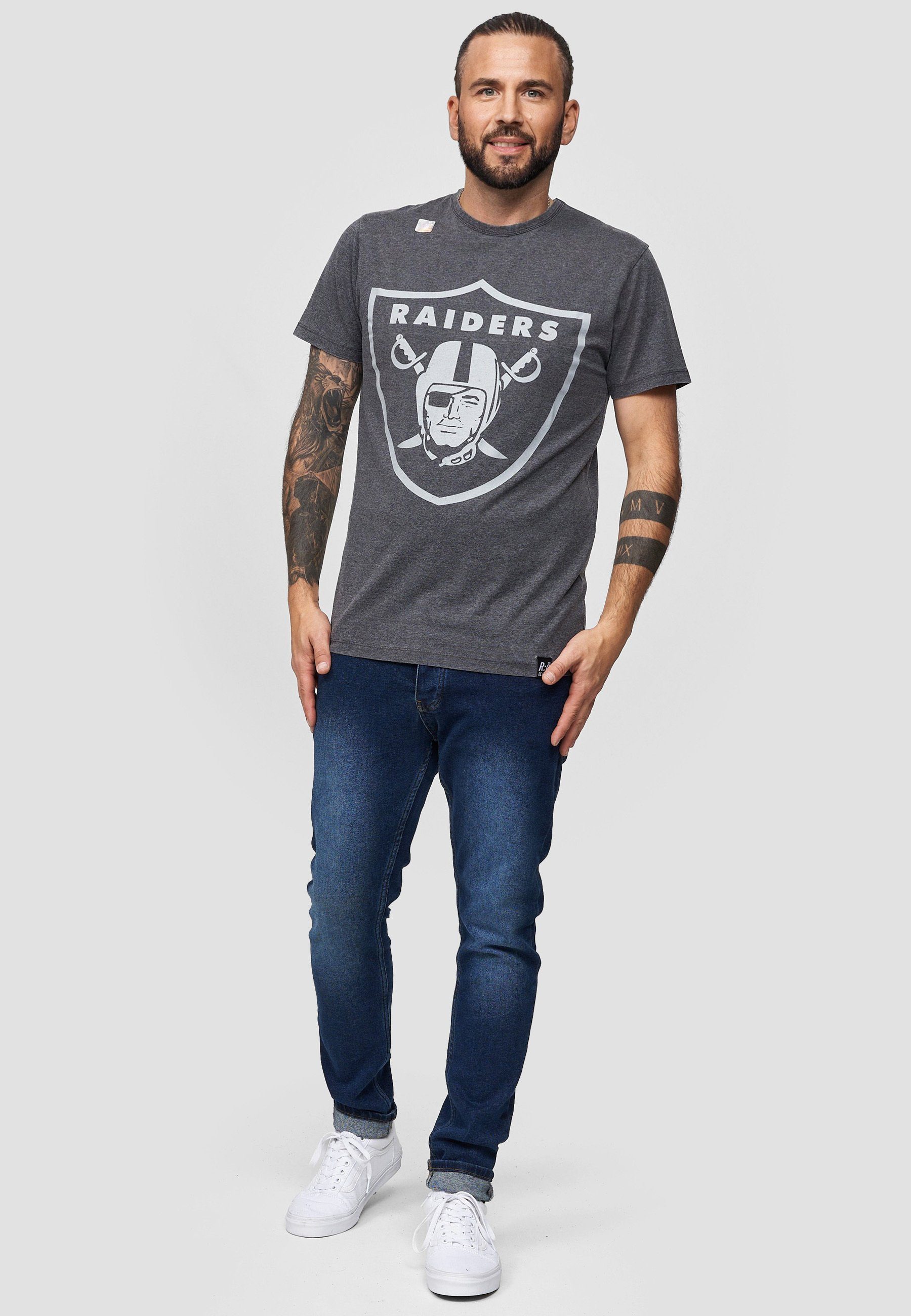 Recovered T-Shirt NFL Classic GOTS Kohlegrau Raiders zertifizierte Vintage Bio-Baumwolle