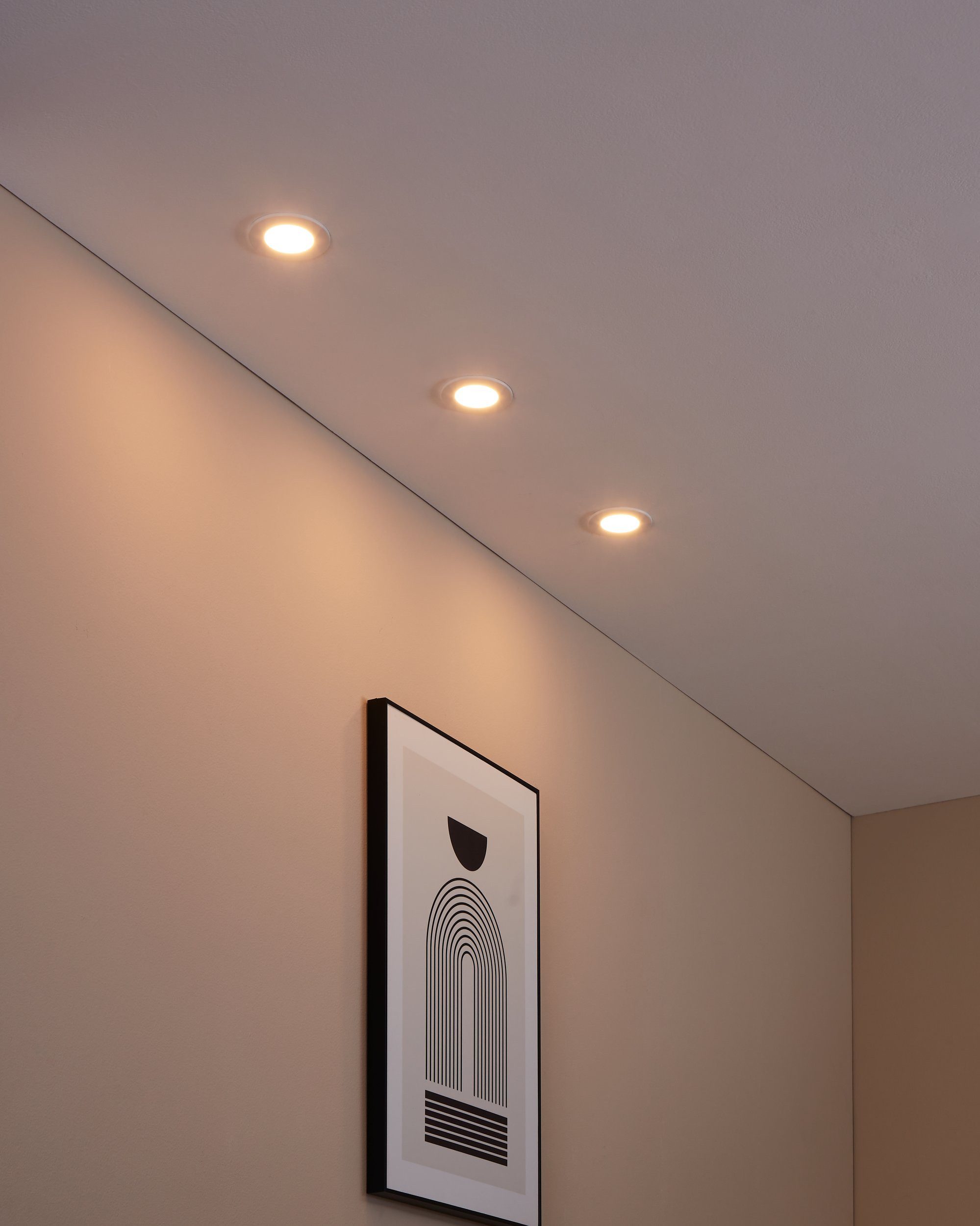 EGLO LED Einbauleuchte Fueva-z, Leuchtmittel inklusive, Einbauleuchte - H2,6 x Ø8,5 cm - weiß - 3X2,8W inkl.