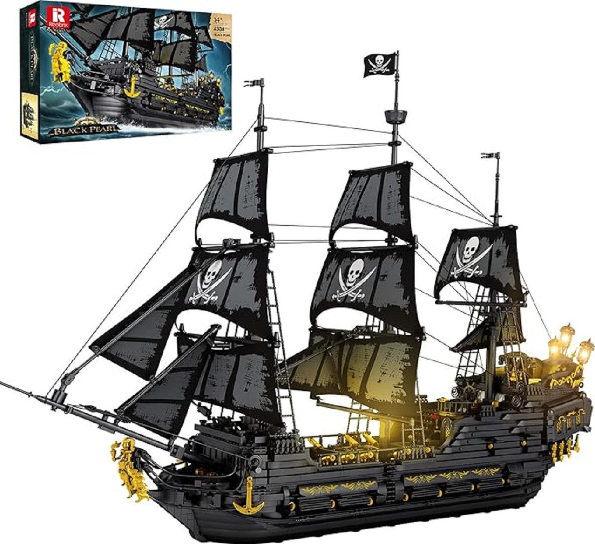 Reobrix Reobrix 66036 Black Pearl Piratenschiff 4.304 Teile Konstruktions-Spielset, (4304 St)