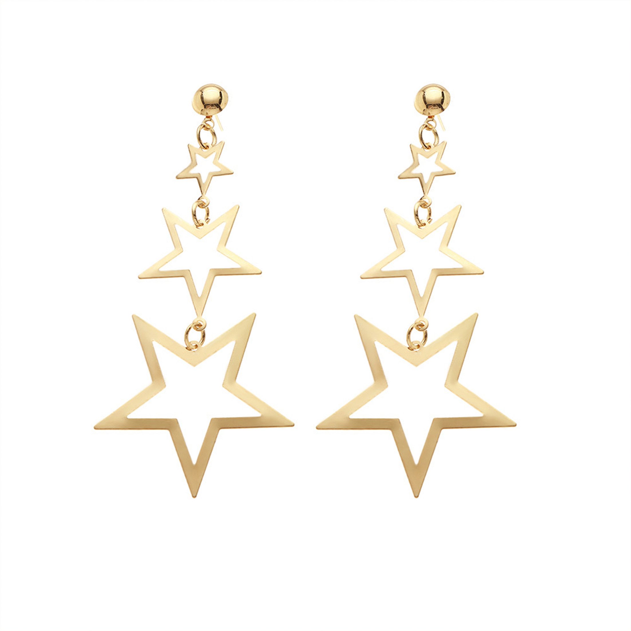 KINSI Einhänger für Ohrschmuck Schlichter Stern Ohrringe mit Hohldesign,Ohrhänger für jeden Tag, Geschenk für Frauen & Mädchen