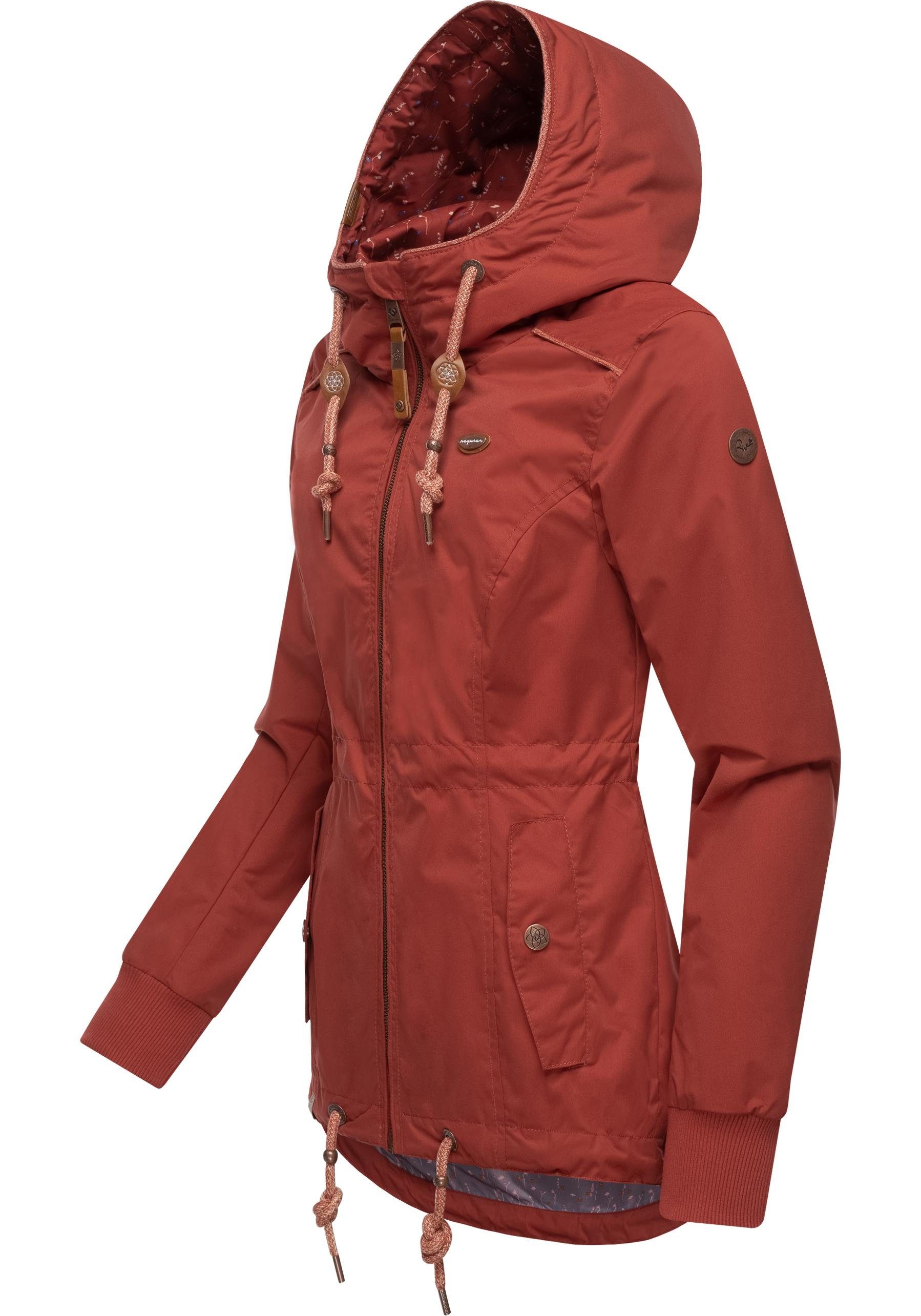 Ragwear Outdoorjacke großer stylische Danka mit Übergangsjacke Kapuze toffee