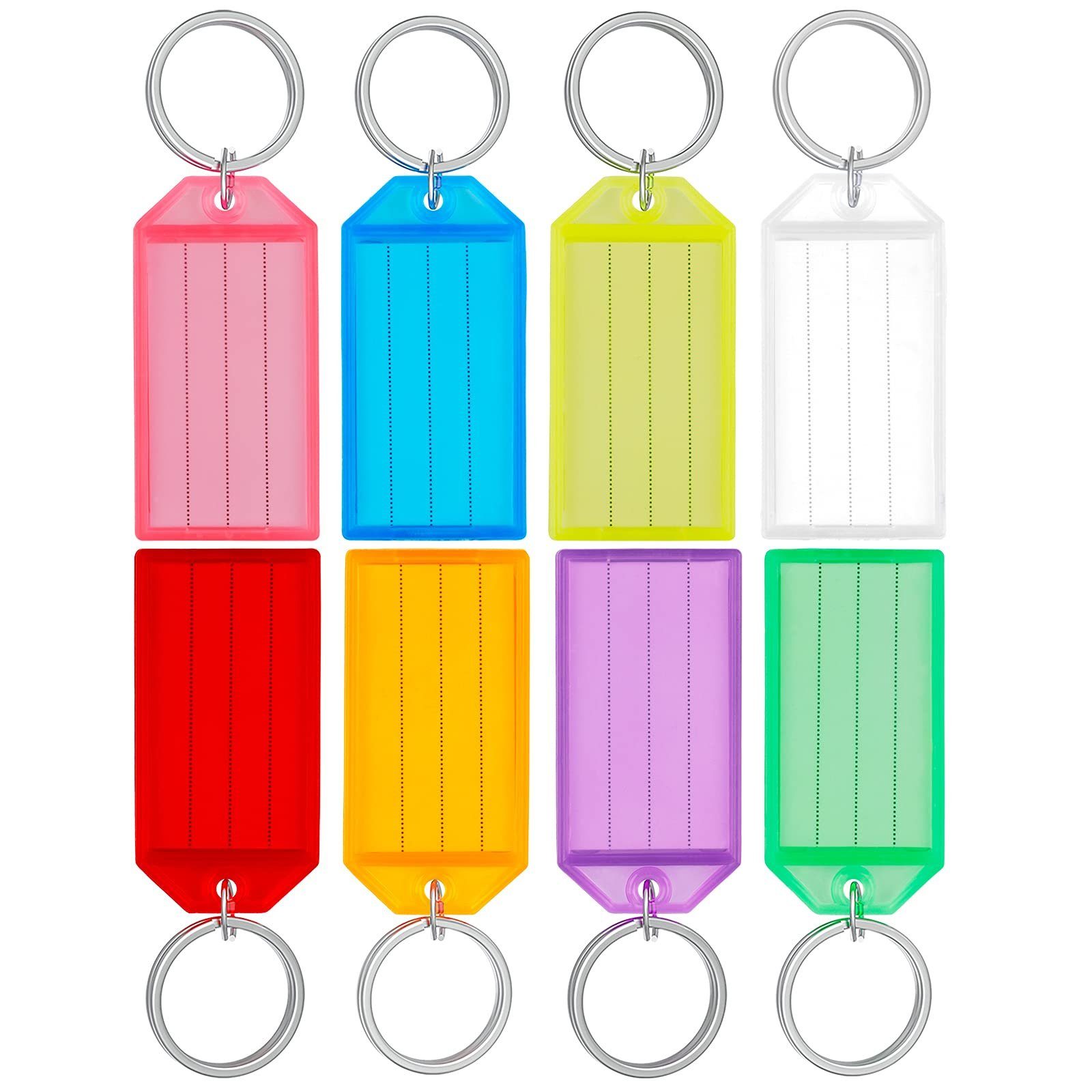 6 Farben robuster Kunststoff mit starkem Spaltring Etikett für Zuhause Name mit Etiketten Schlüsselanhänger aus Kunststoff Büro und Schule Ausweis mit Etiketten für Gepäck 48