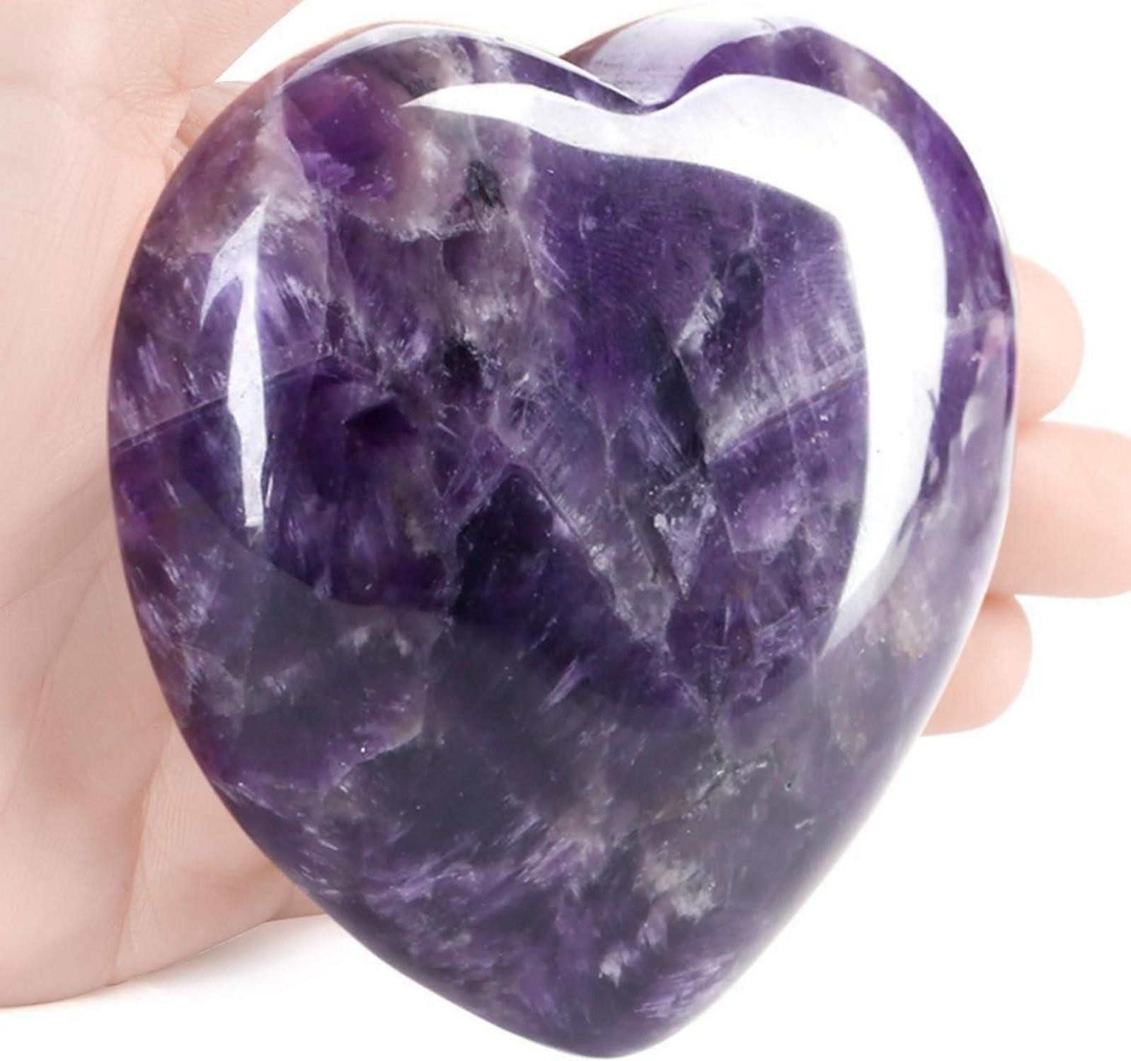 Edelstein 60mm Amethyst Herz Groß Kristall Stein Lila Edelstein Handschmeichler