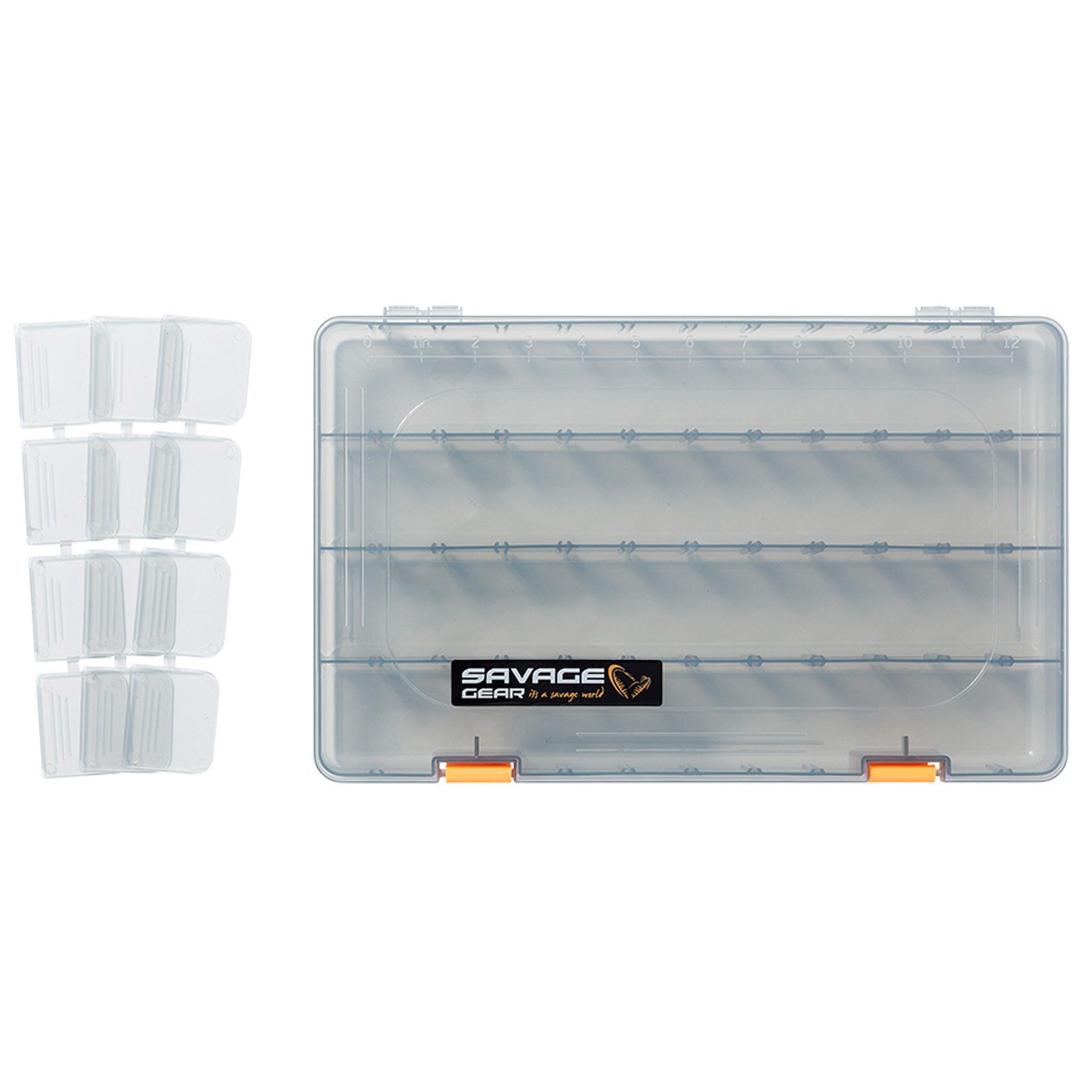 Savage Gear Angelkoffer, LUREBOX 6B DEEP SMOKE 36X22.5X8CM Köderbox Angelbox